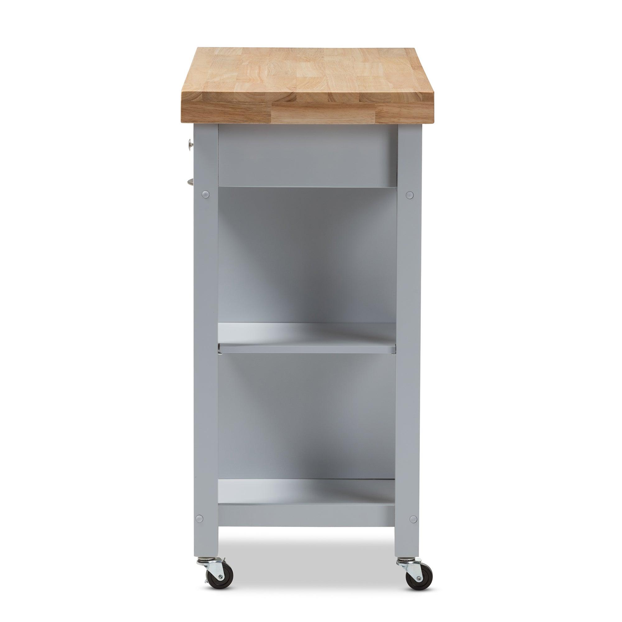 Hayward Coastal and Farmhouse Light Wood Kitchen Cart