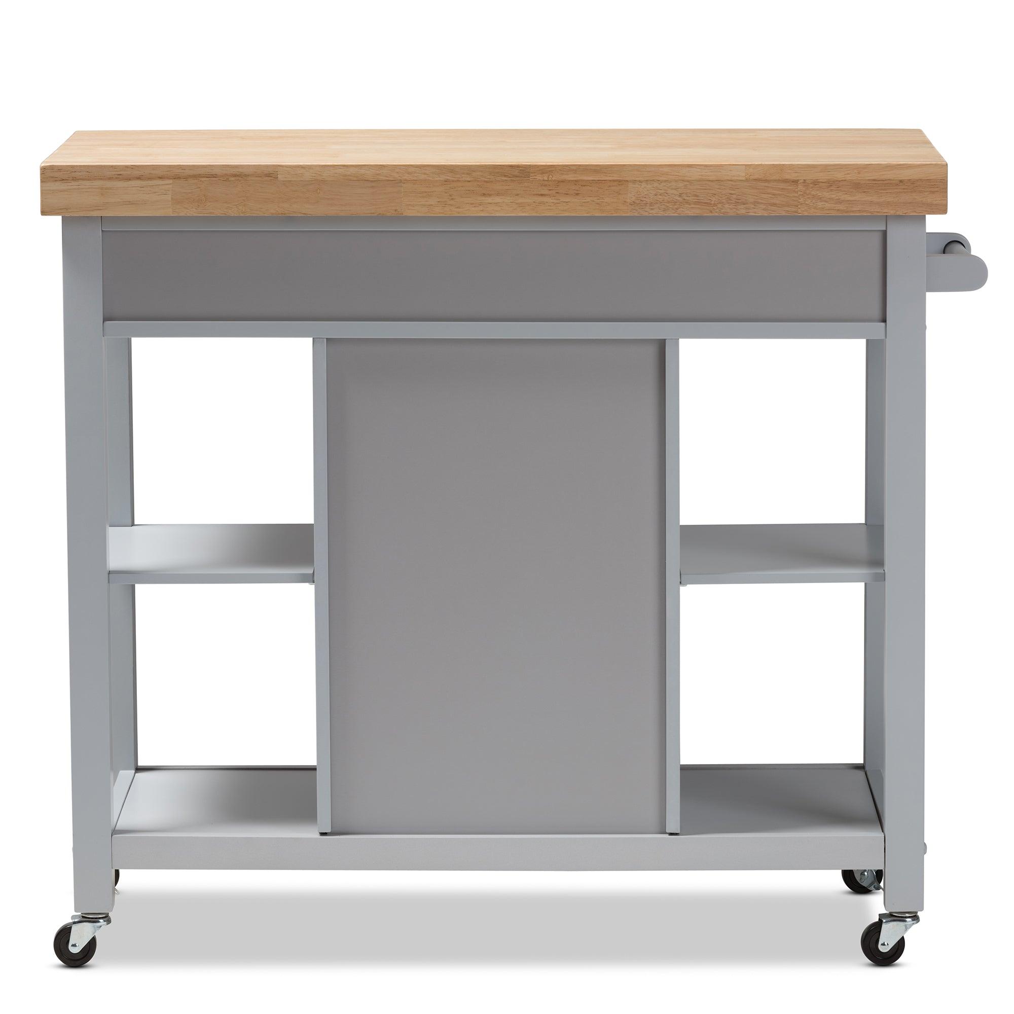 Hayward Coastal and Farmhouse Light Wood Kitchen Cart