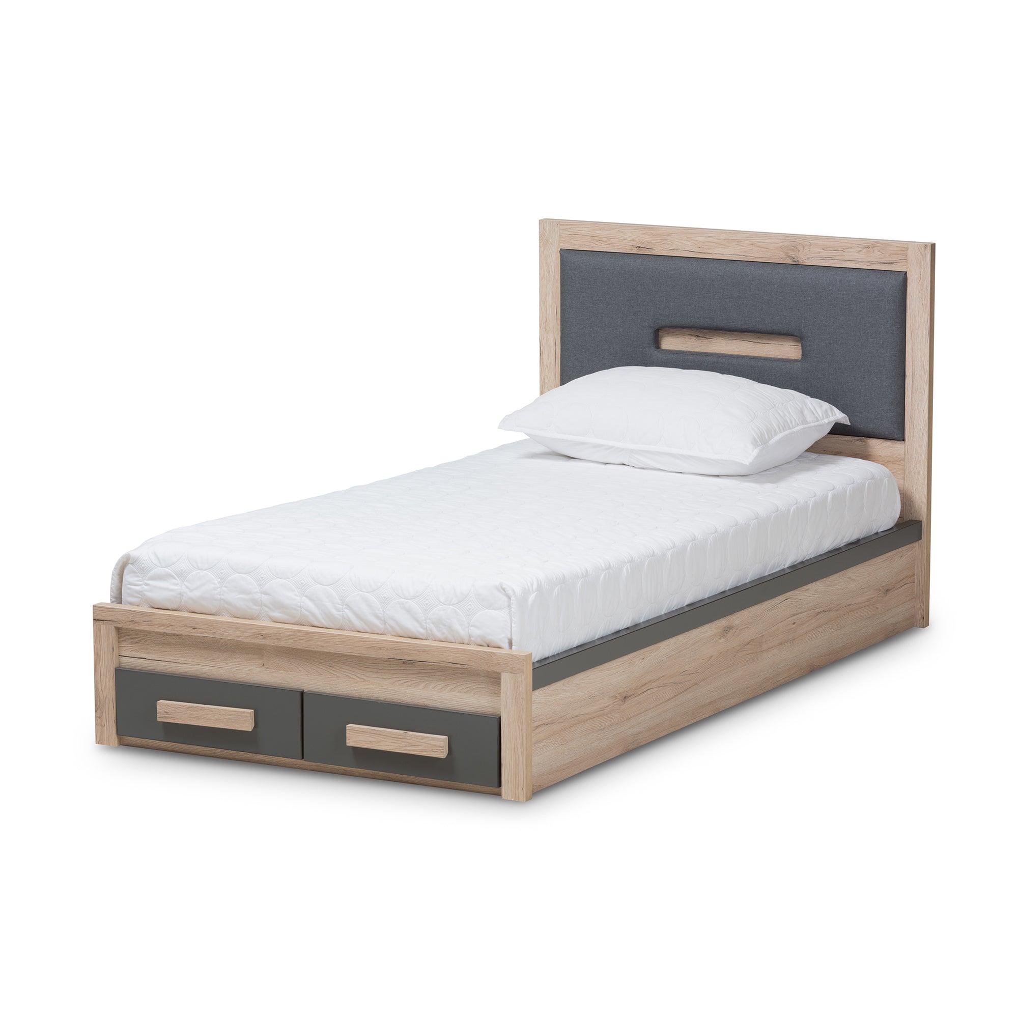 Pandora Modern and Contemporary Dark and Light Two-Tone 2-Drawer Storage Platform Bed