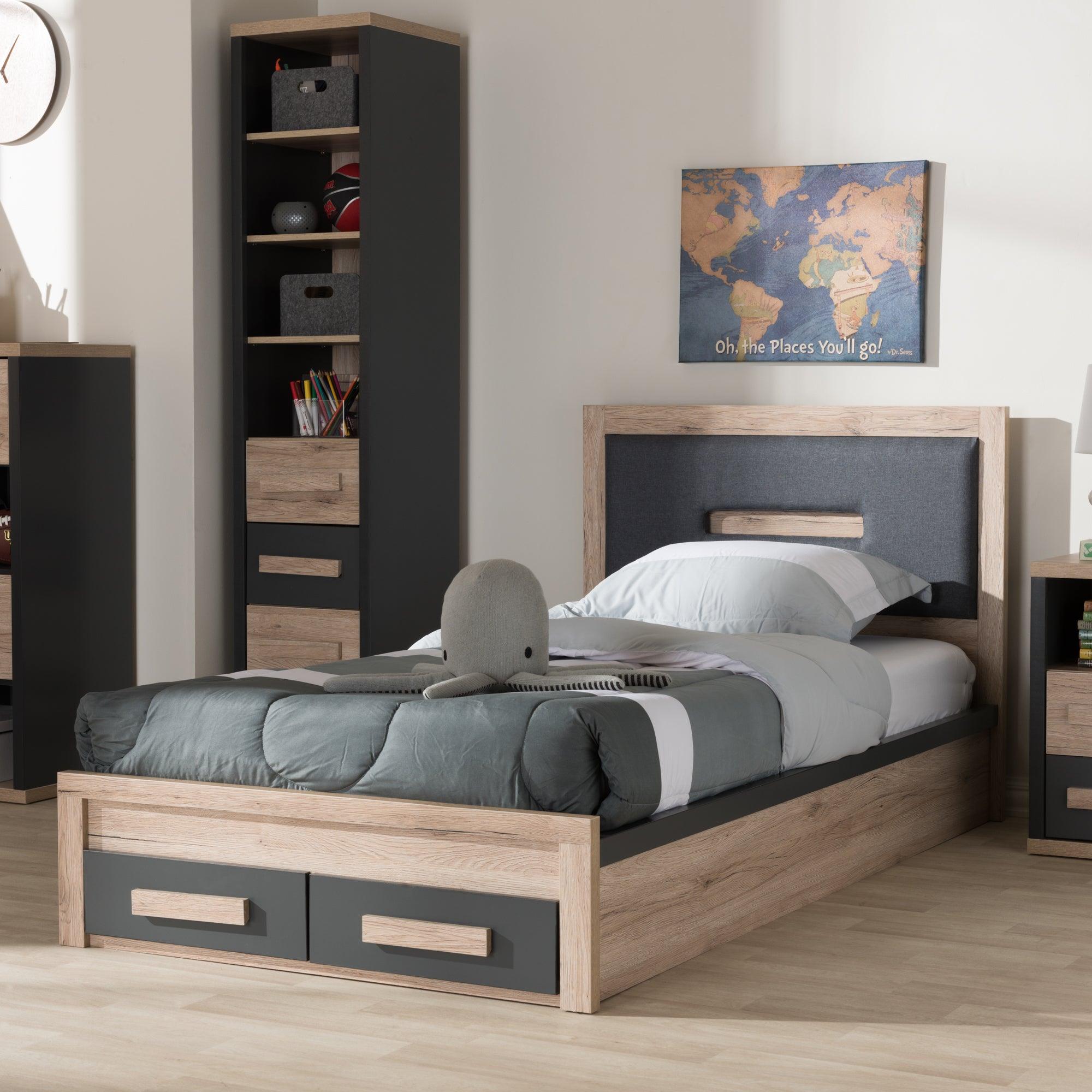 Pandora Modern and Contemporary Dark and Light Two-Tone 2-Drawer Storage Platform Bed