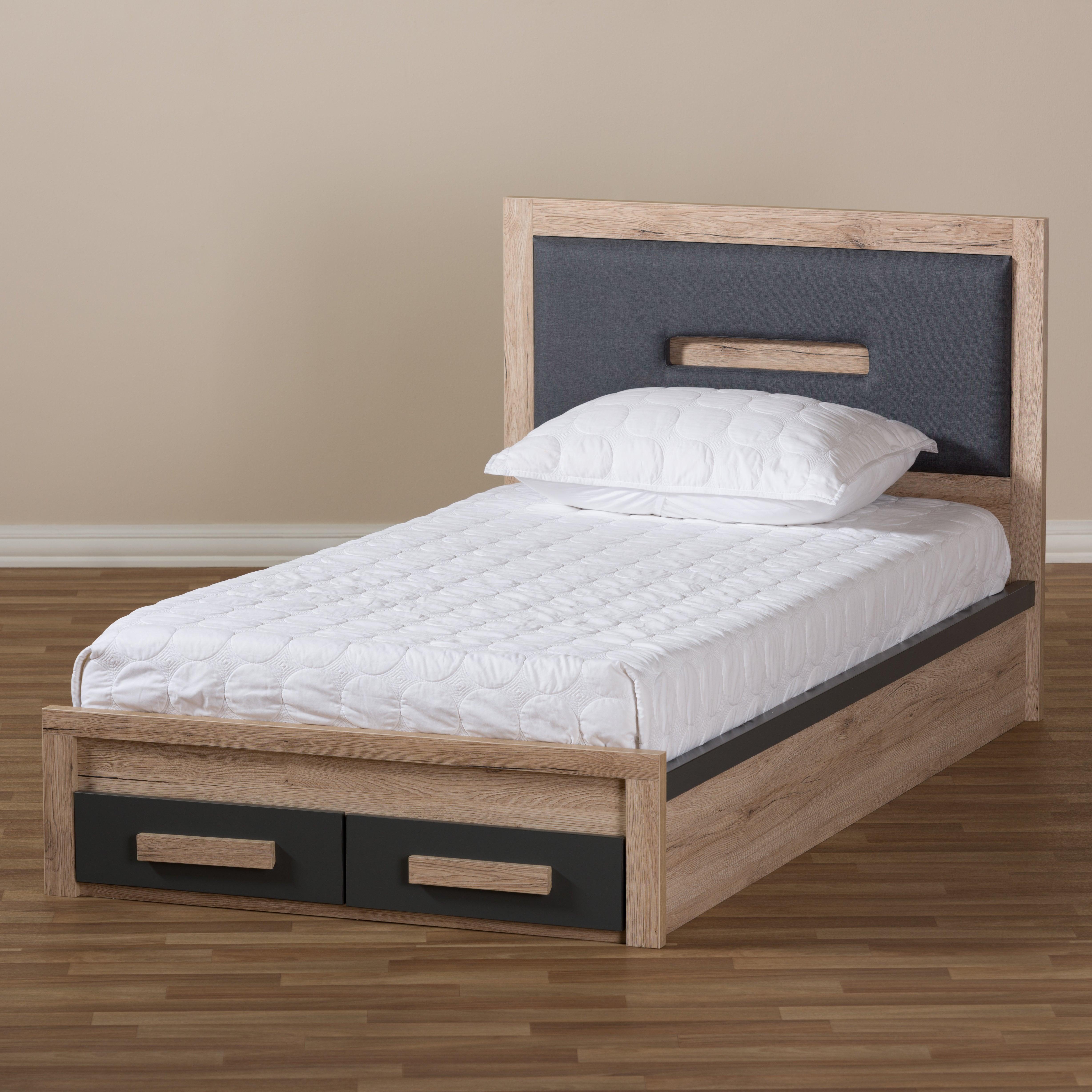 Pandora Modern and Contemporary Dark and Light Two-Tone 2-Drawer Storage Platform Bed