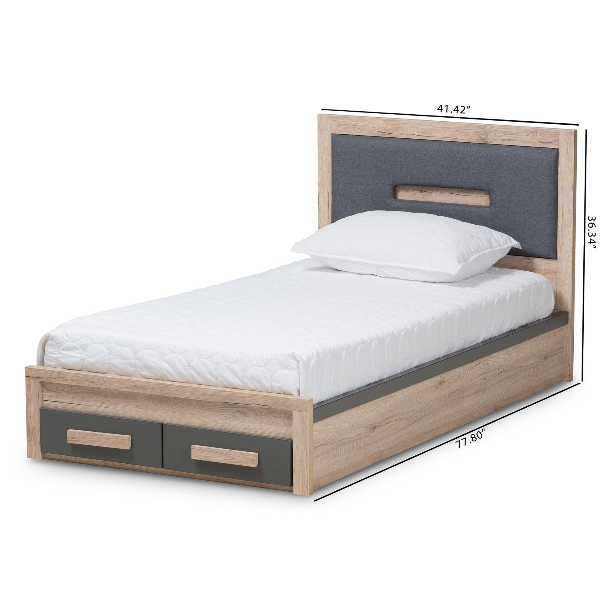 Pandora Modern and Contemporary Dark and Light Two-Tone 2-Drawer Storage Platform Bed