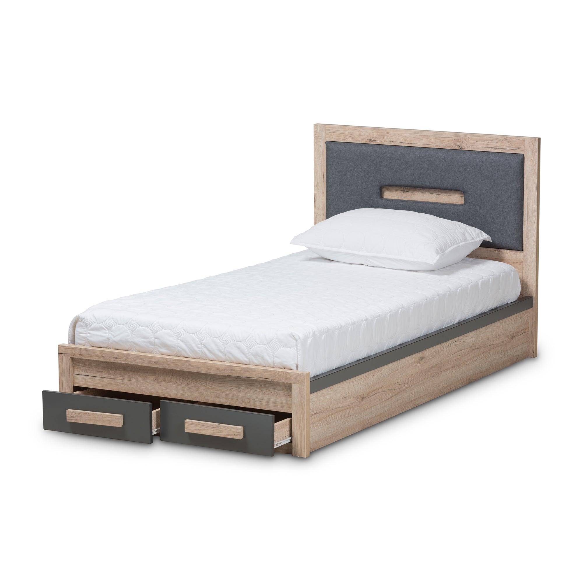 Pandora Modern and Contemporary Dark and Light Two-Tone 2-Drawer Storage Platform Bed