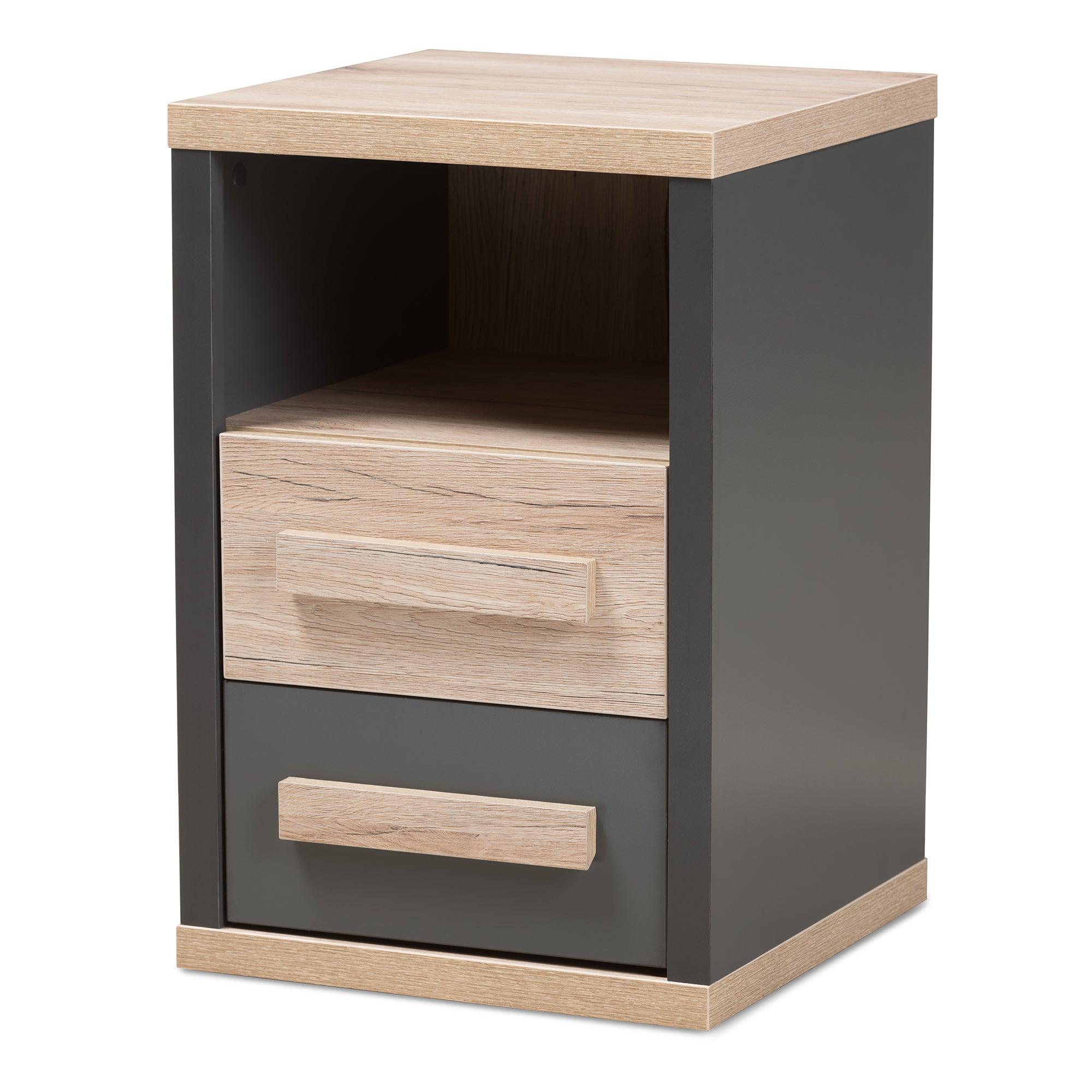 Pandora Modern and Contemporary Dark and Light Two-Tone 2-Drawer Nightstand