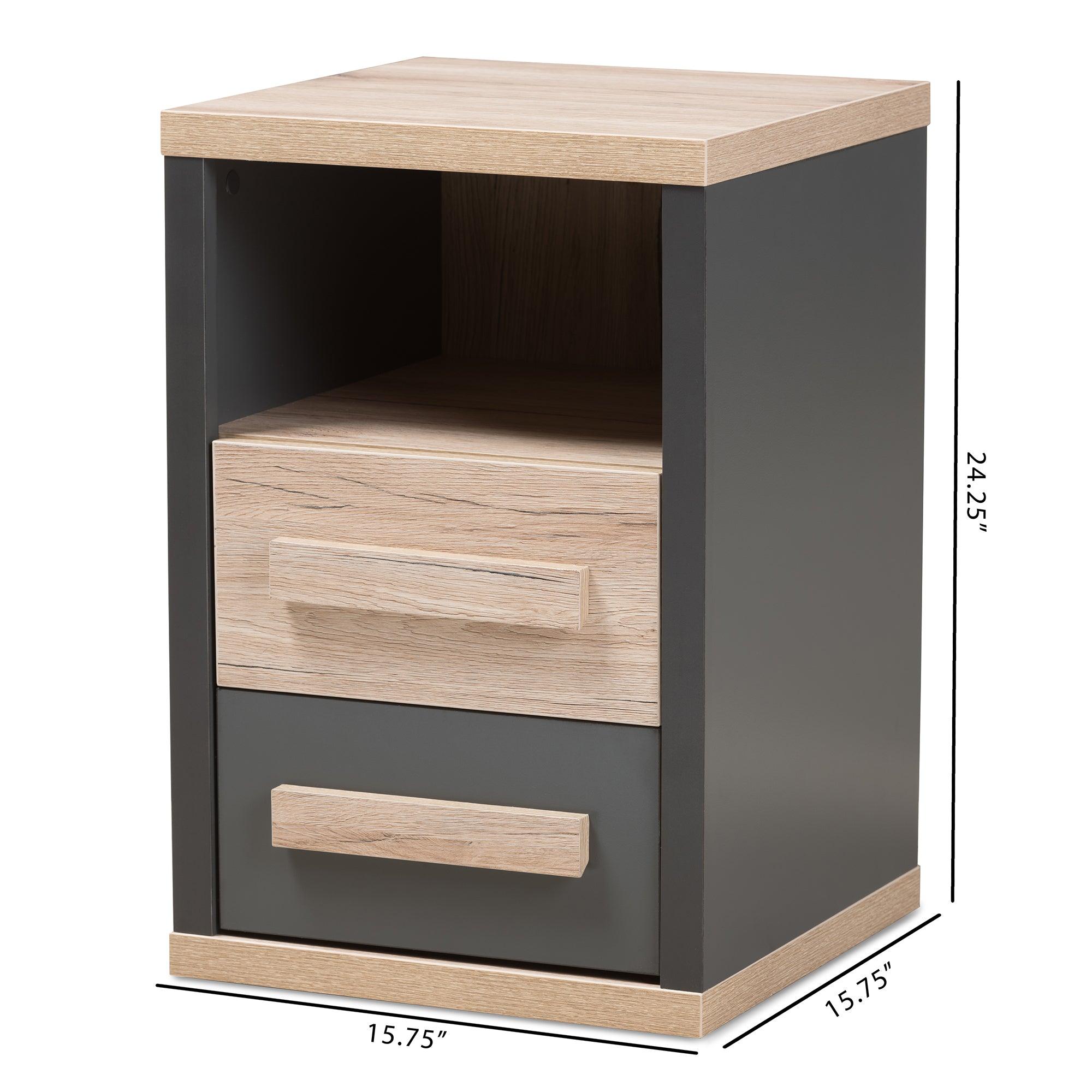 Pandora Modern and Contemporary Dark and Light Two-Tone 2-Drawer Nightstand