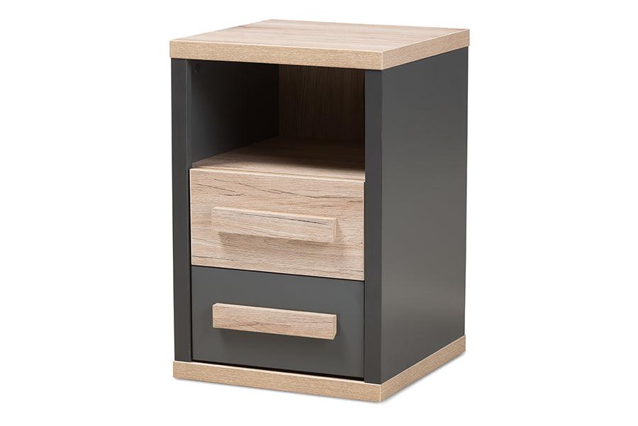 Pandora Modern and Contemporary Dark and Light Two-Tone 2-Drawer Nightstand