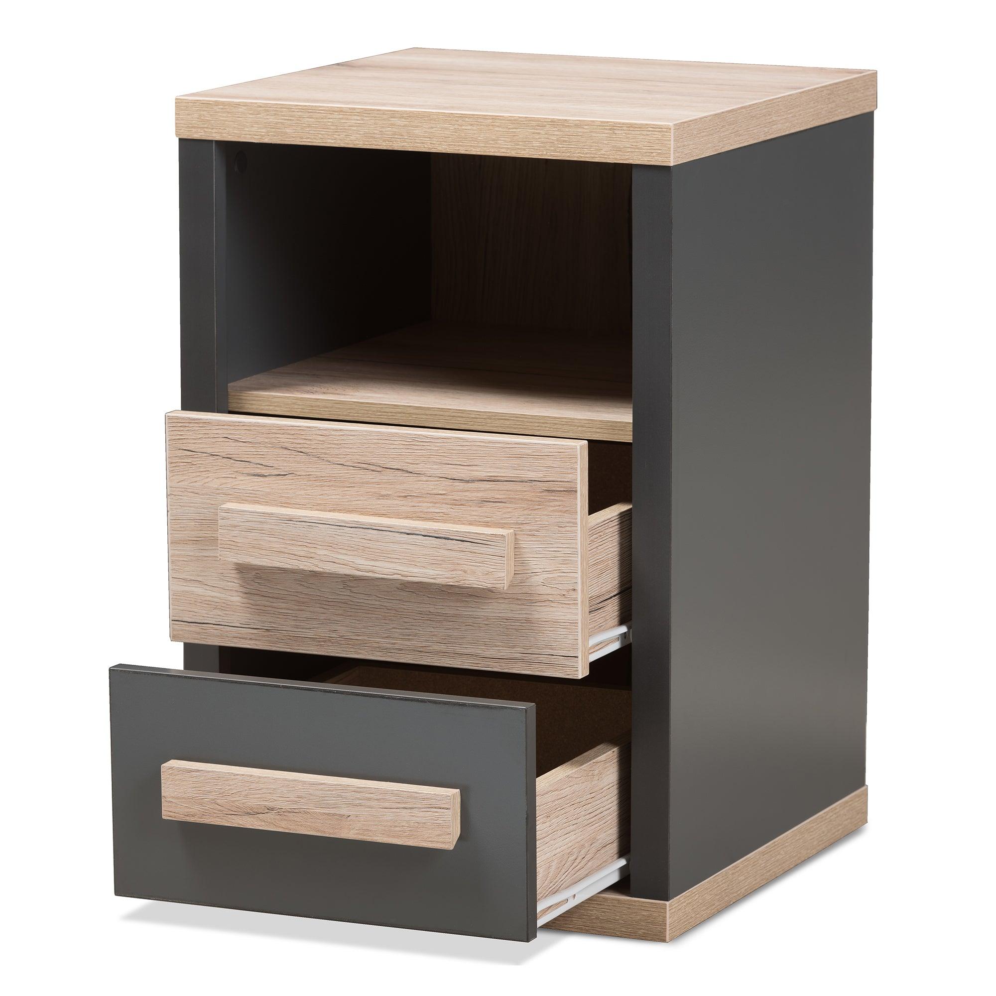 Pandora Modern and Contemporary Dark and Light Two-Tone 2-Drawer Nightstand