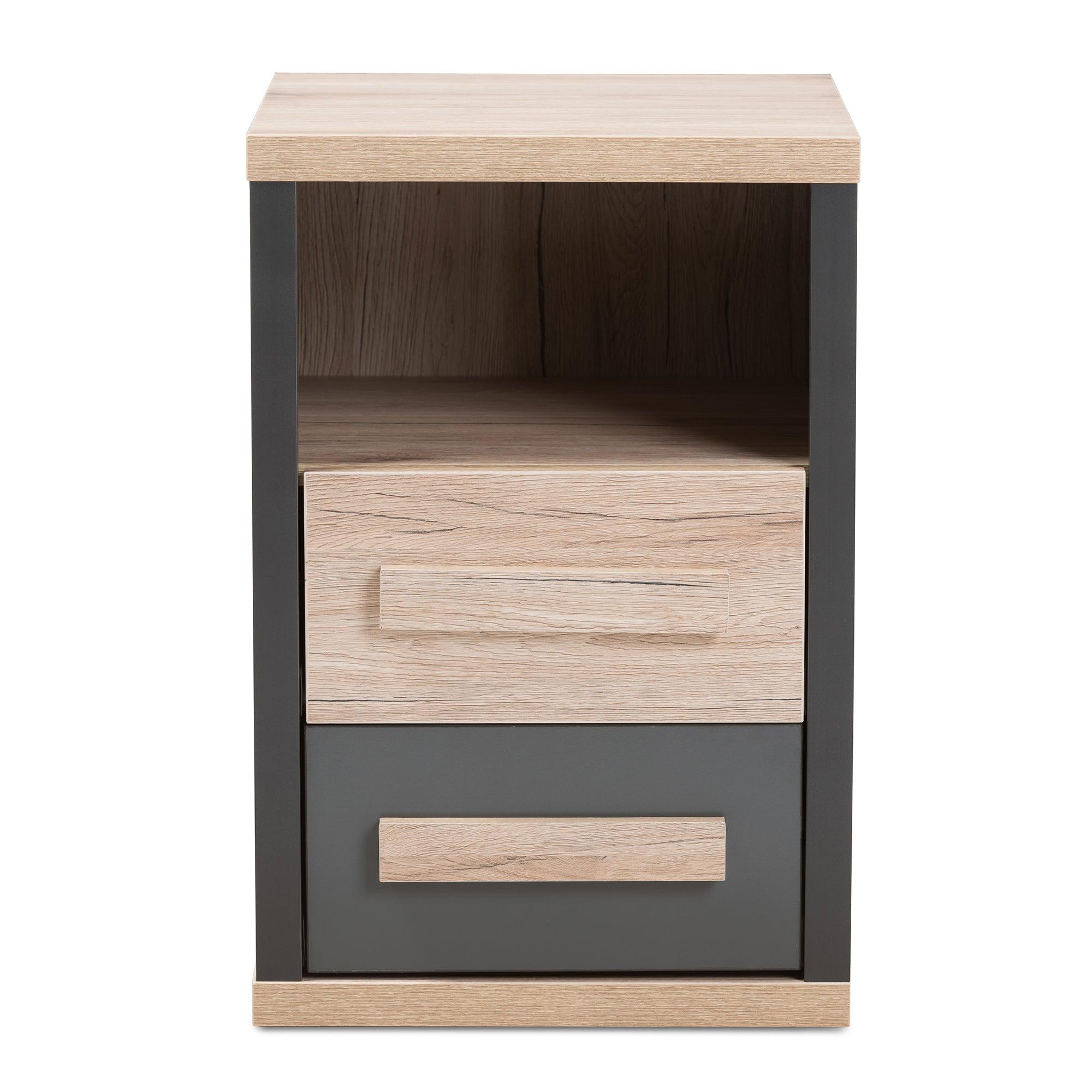 Pandora Modern and Contemporary Dark and Light Two-Tone 2-Drawer Nightstand