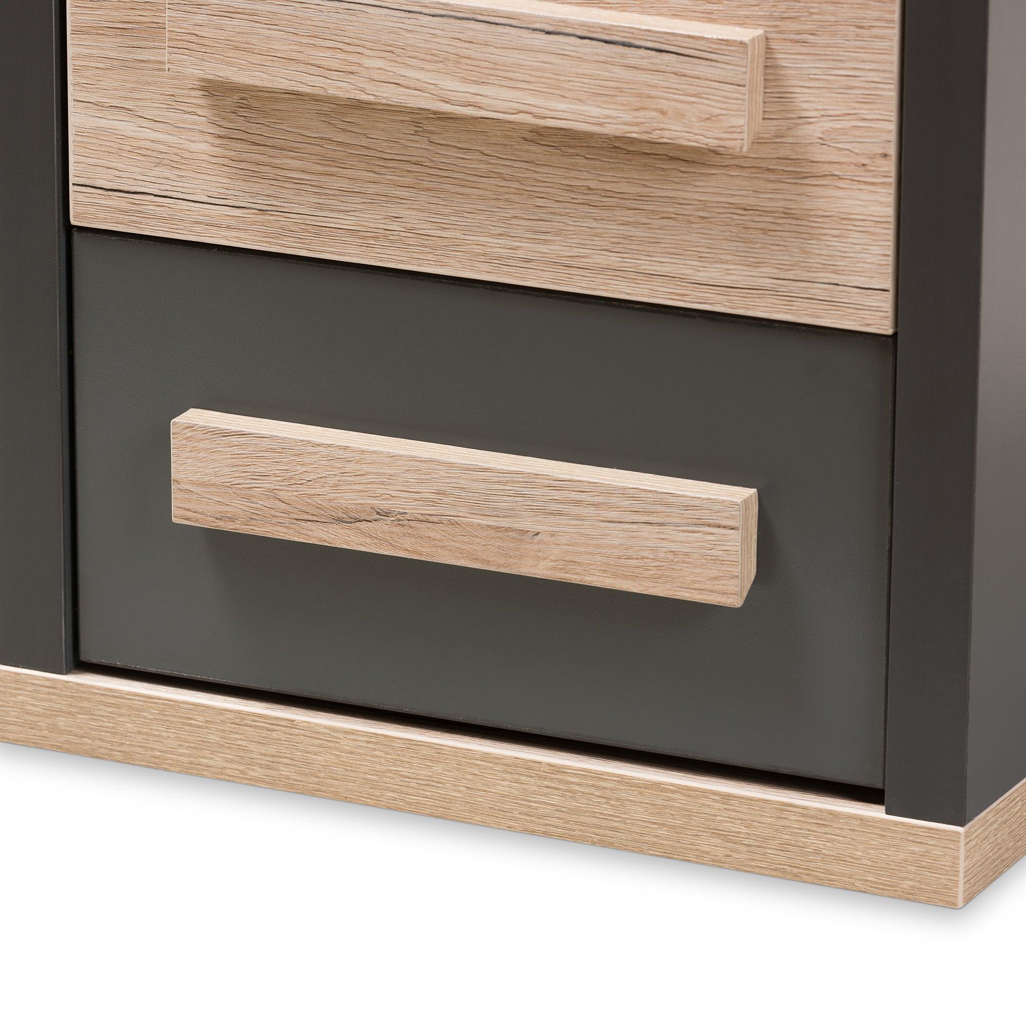 Pandora Modern and Contemporary Dark and Light Two-Tone 2-Drawer Nightstand