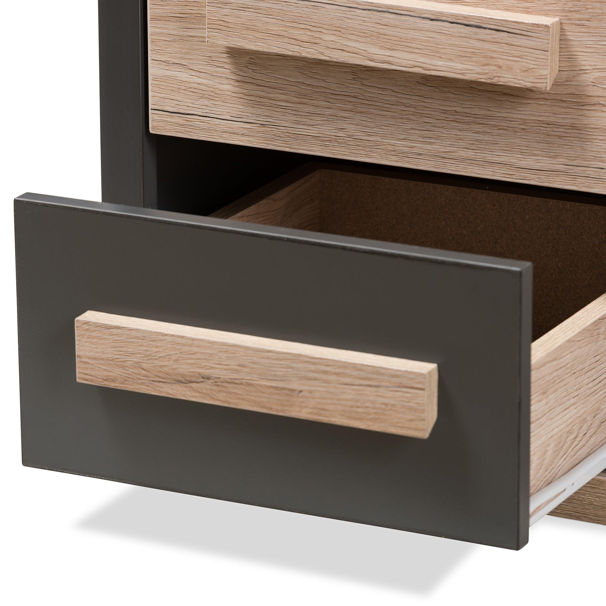 Pandora Modern and Contemporary Dark and Light Two-Tone 2-Drawer Nightstand