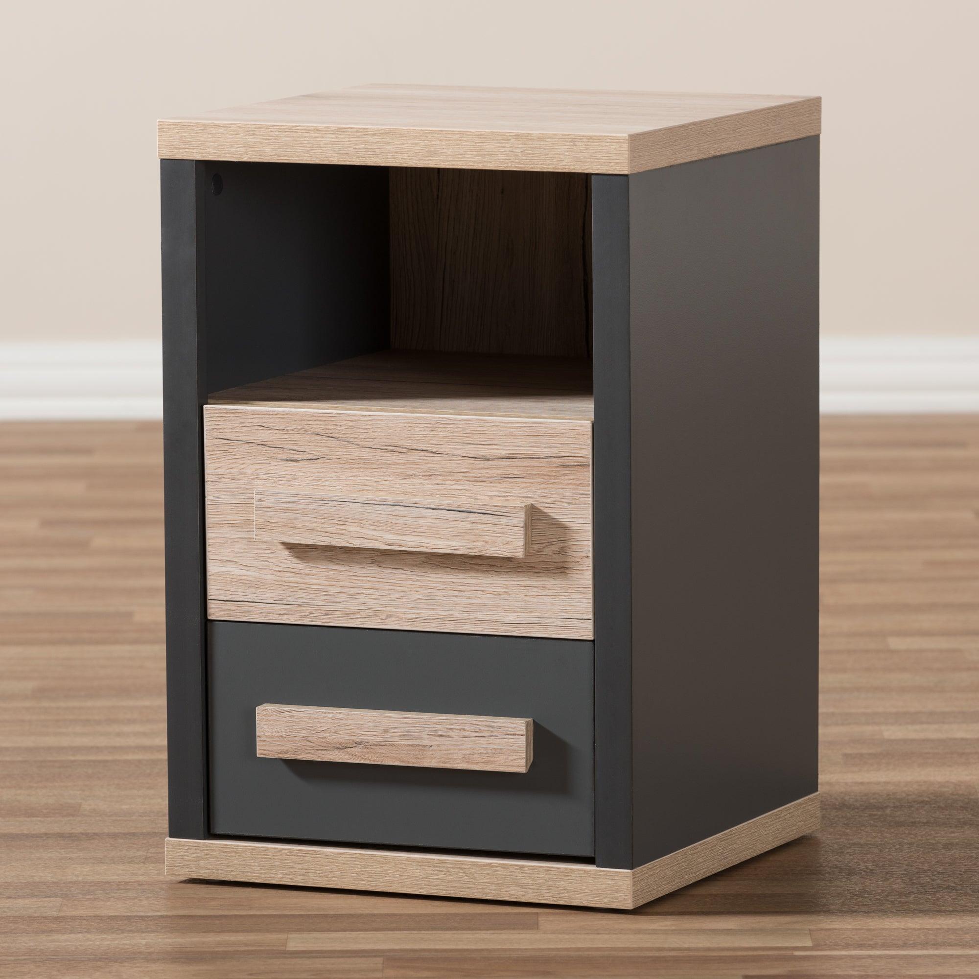 Pandora Modern and Contemporary Dark and Light Two-Tone 2-Drawer Nightstand