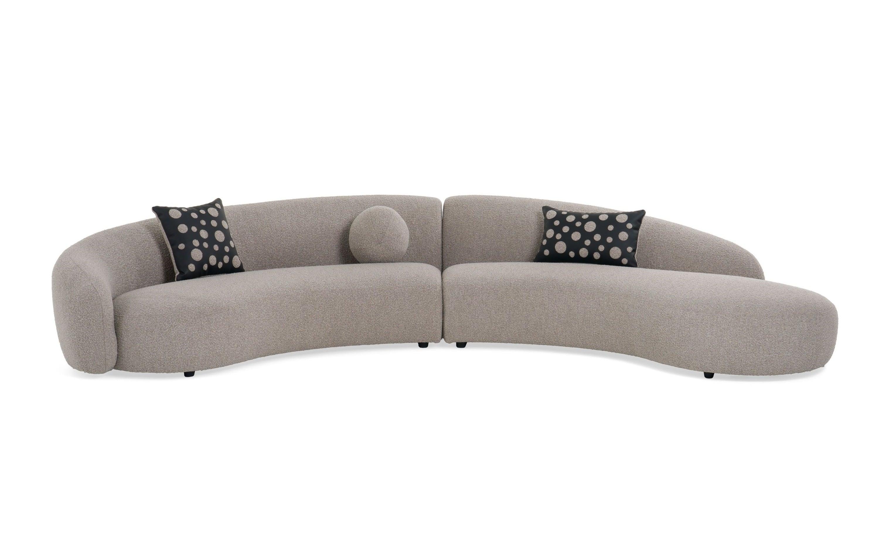 Divani Casa Allis Glam and Fabric Curved Sectional Sofa