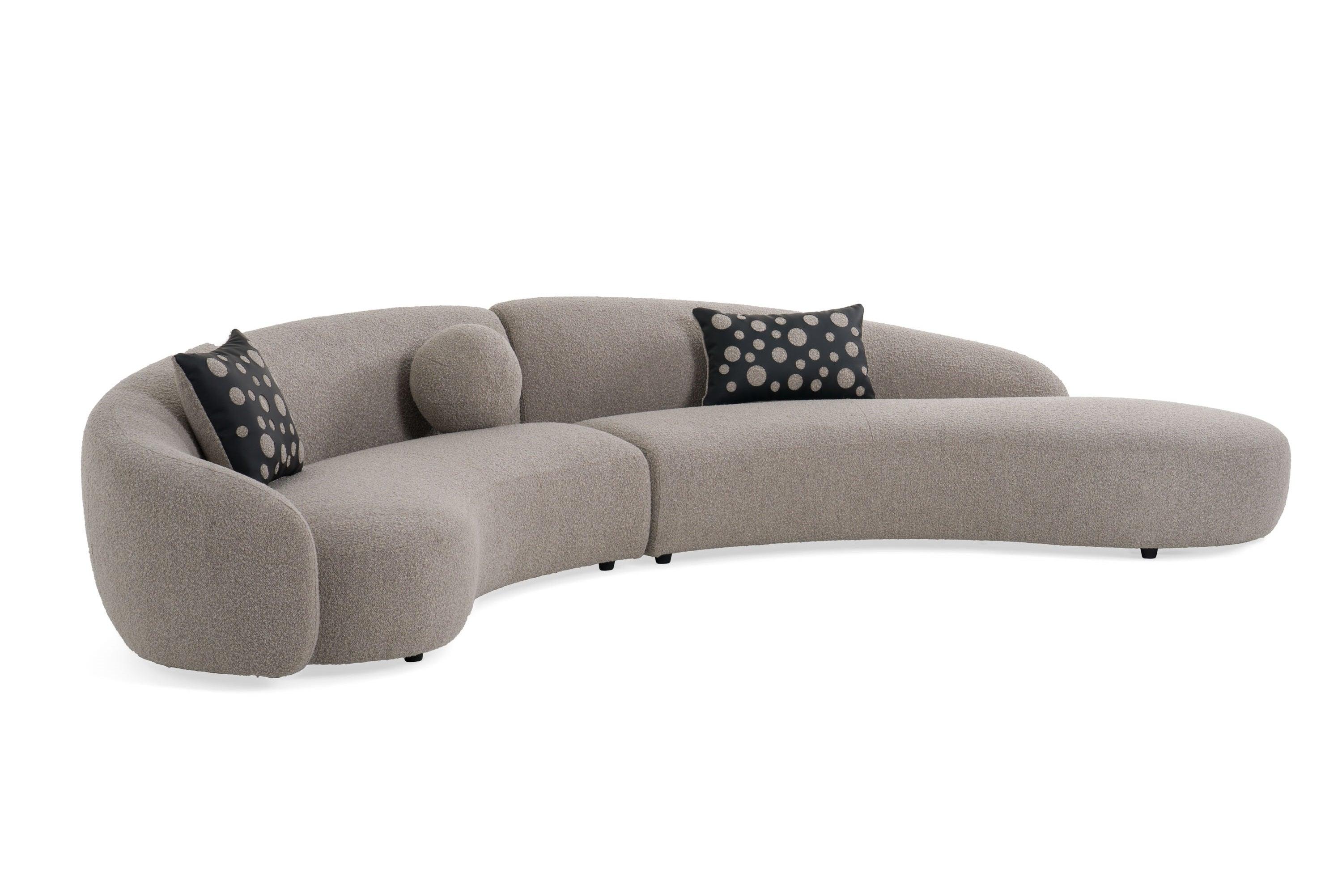 Divani Casa Allis Glam and Fabric Curved Sectional Sofa