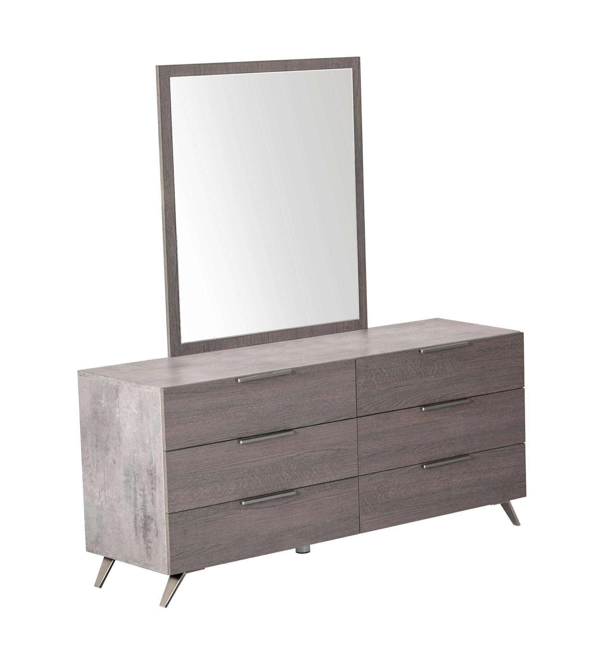 Nova Domus Bronx Italian Modern Faux Concrete Dresser Mirror Set