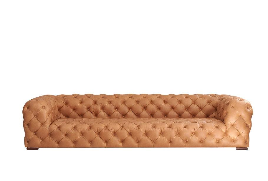 Divani Casa Dexter Transitional Italian Leather Tufted Sofa