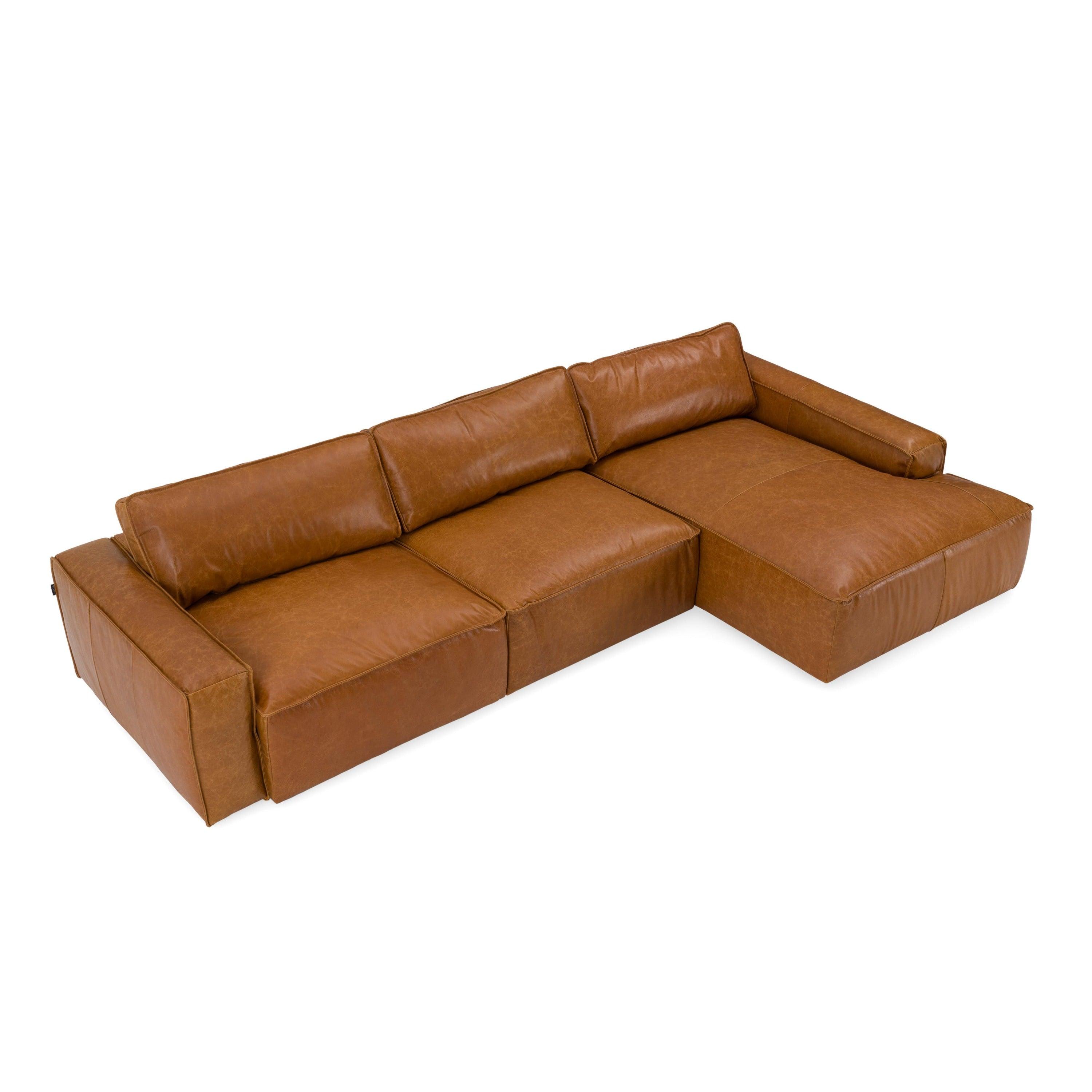 Modrest Cambria Modern RAF Leather Sectional Sofa