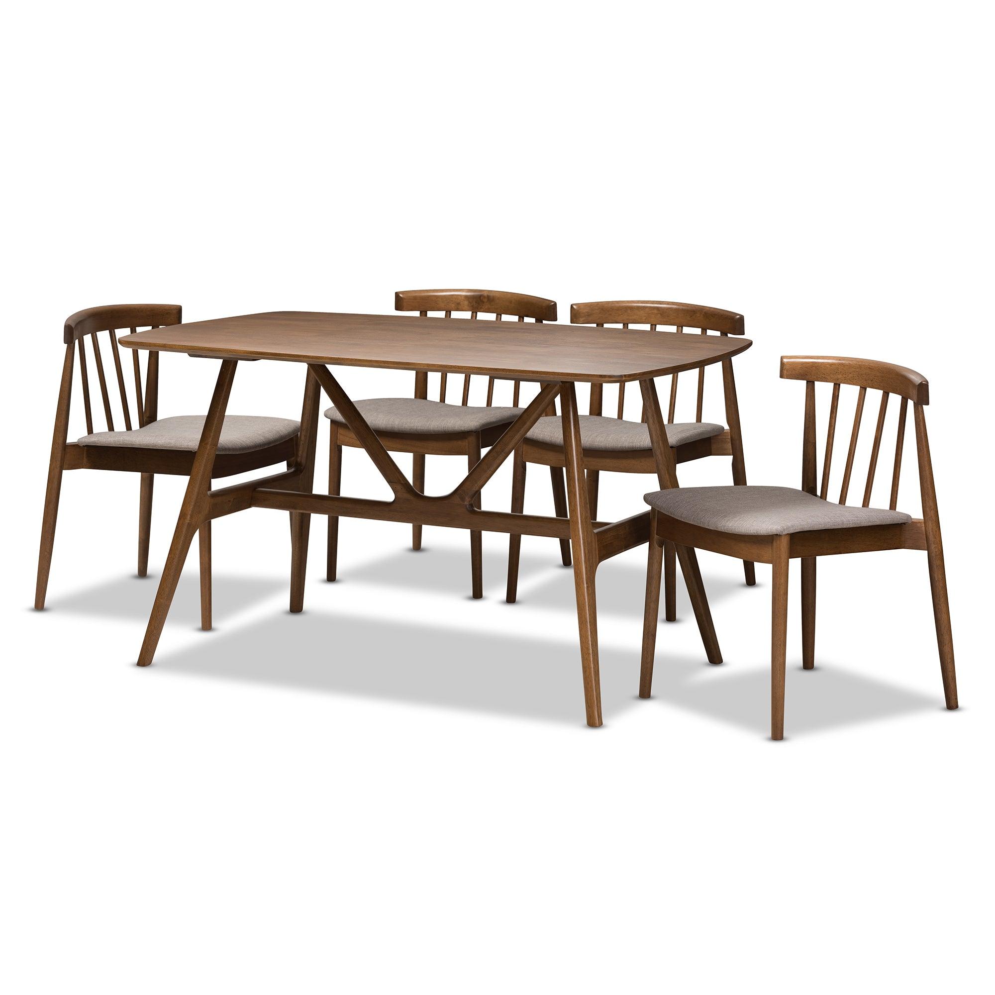 Wyatt Mid-Century Modern Wood 5-Piece Dining Set