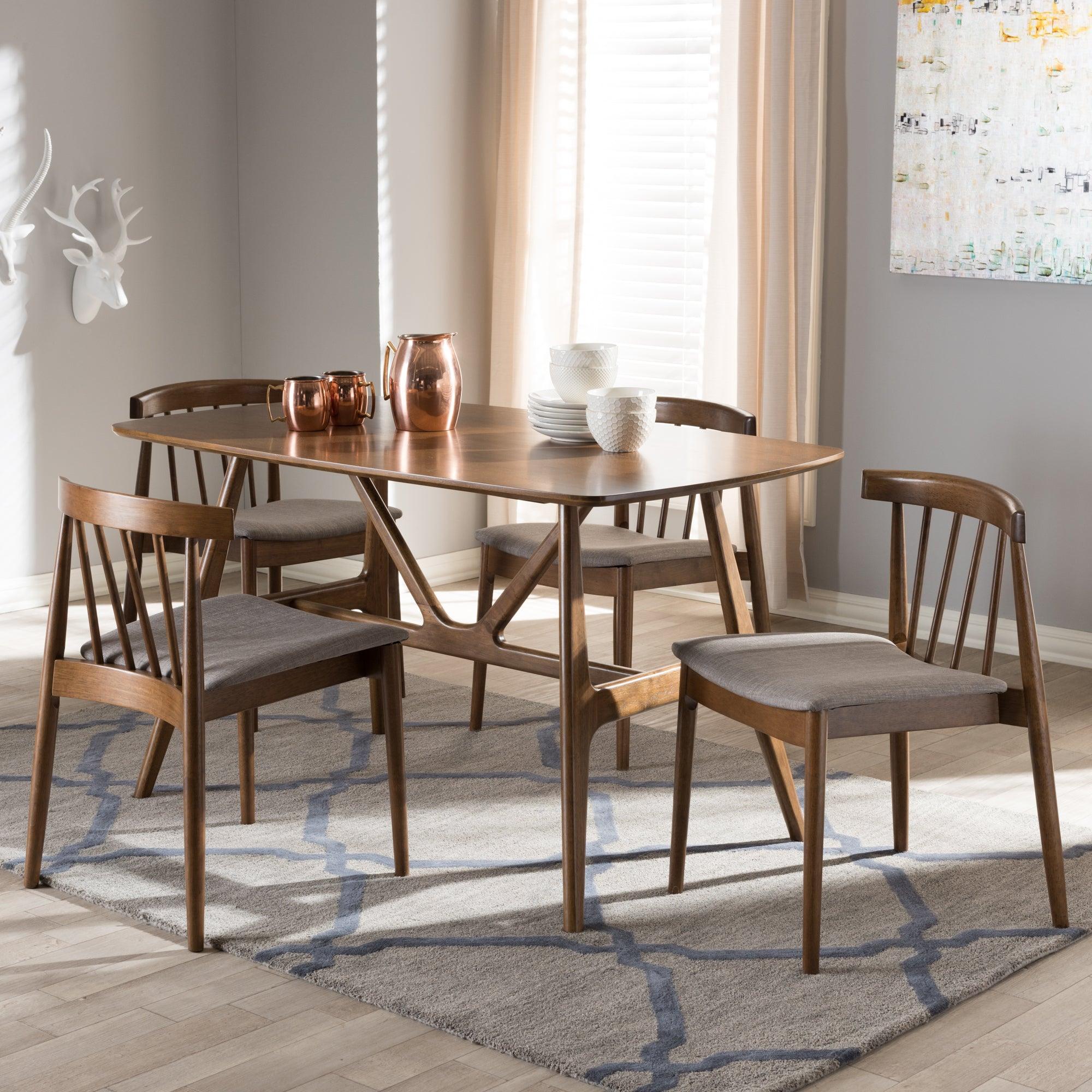 Wyatt Mid-Century Modern Wood 5-Piece Dining Set