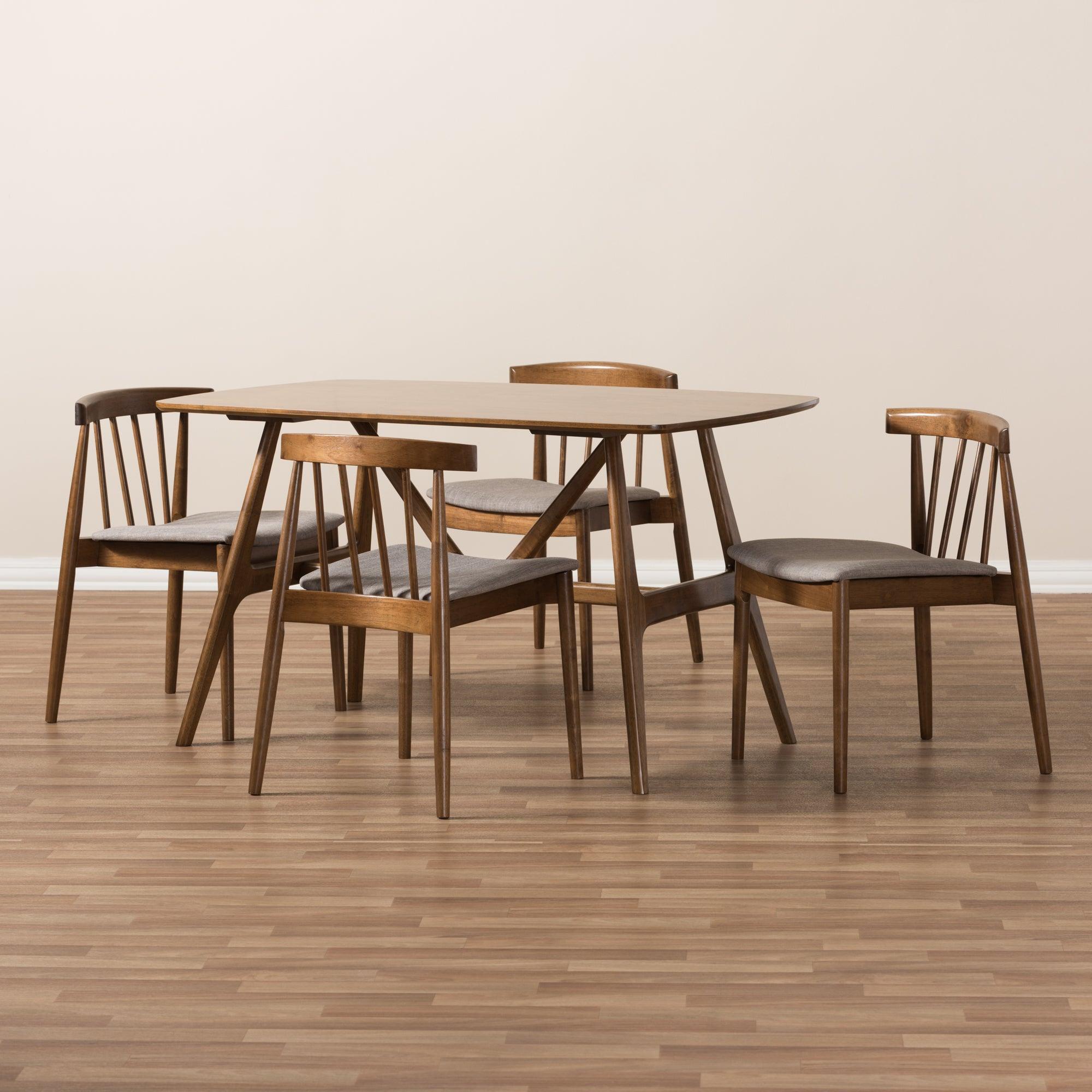 Wyatt Mid-Century Modern Wood 5-Piece Dining Set