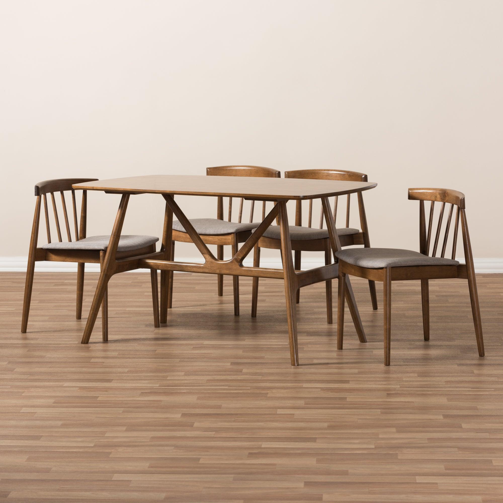 Wyatt Mid-Century Modern Wood 5-Piece Dining Set