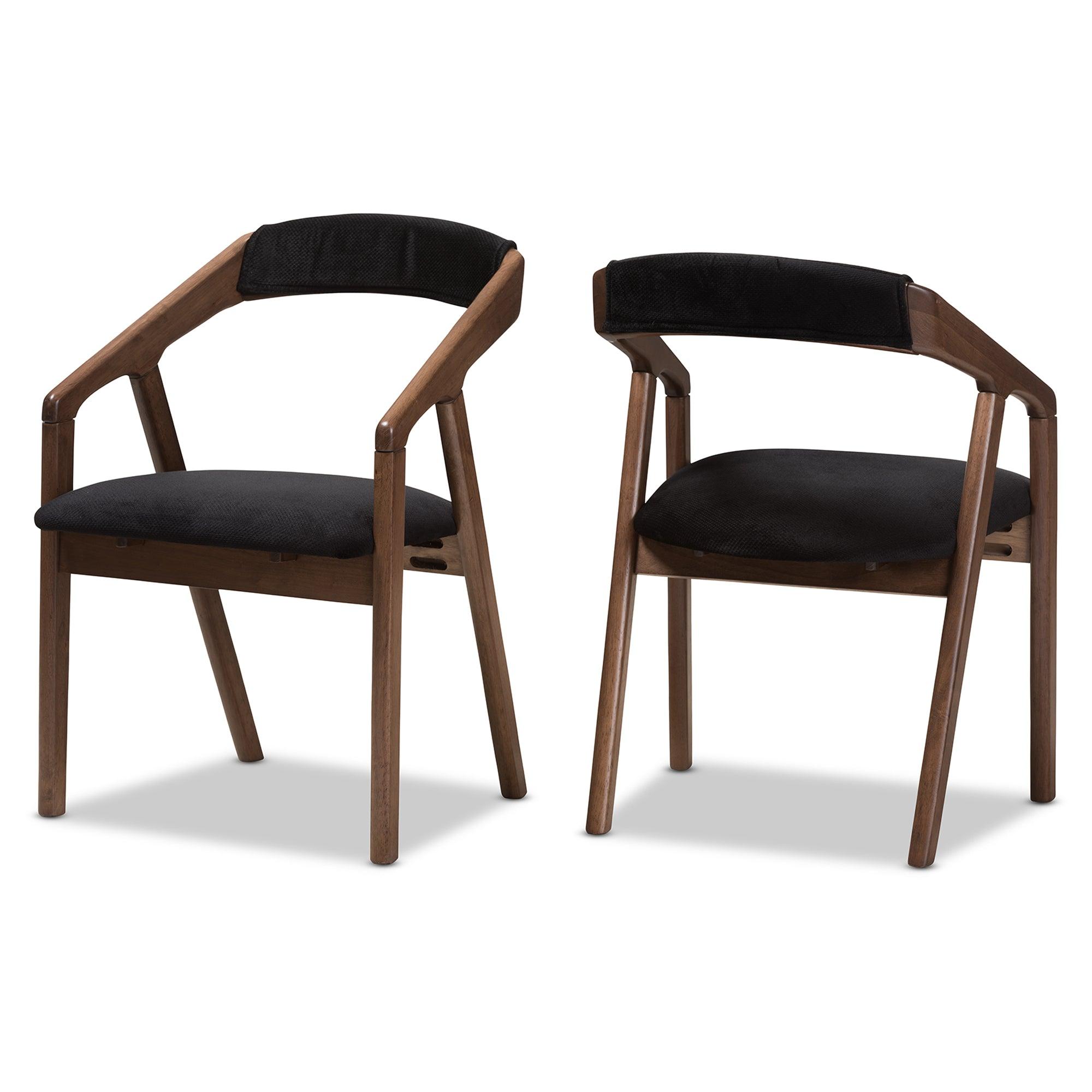 Wendy Mid-Century Modern Velvet and Medium Wood Finishing Dining Chair (Set of 2)