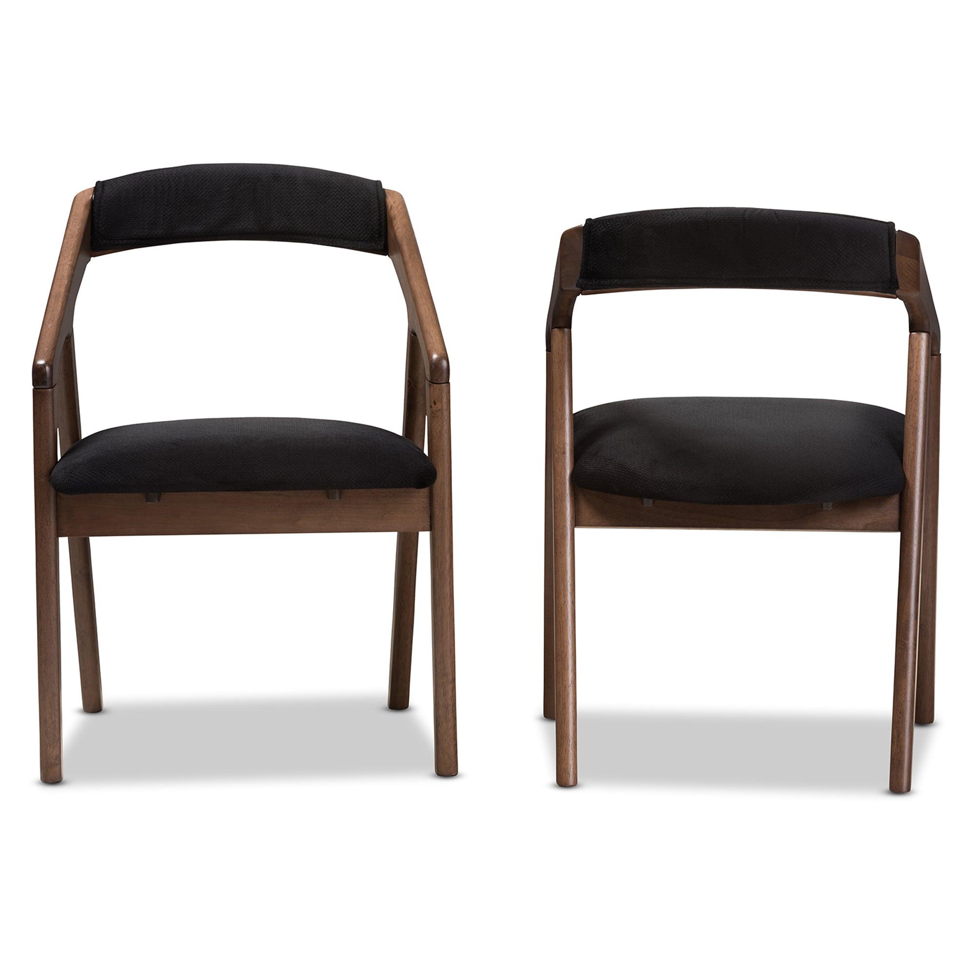 Wendy Mid-Century Modern Velvet and Medium Wood Finishing Dining Chair (Set of 2)