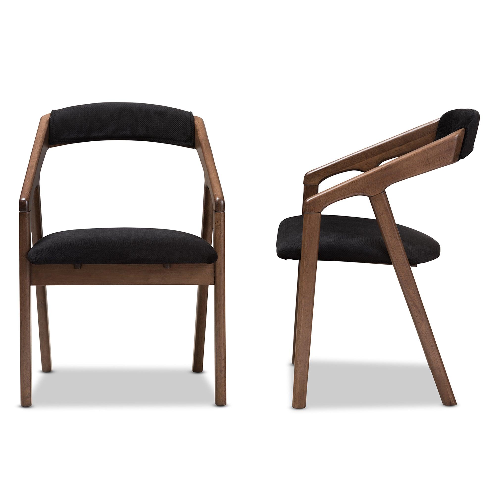 Wendy Mid-Century Modern Velvet and Medium Wood Finishing Dining Chair (Set of 2)