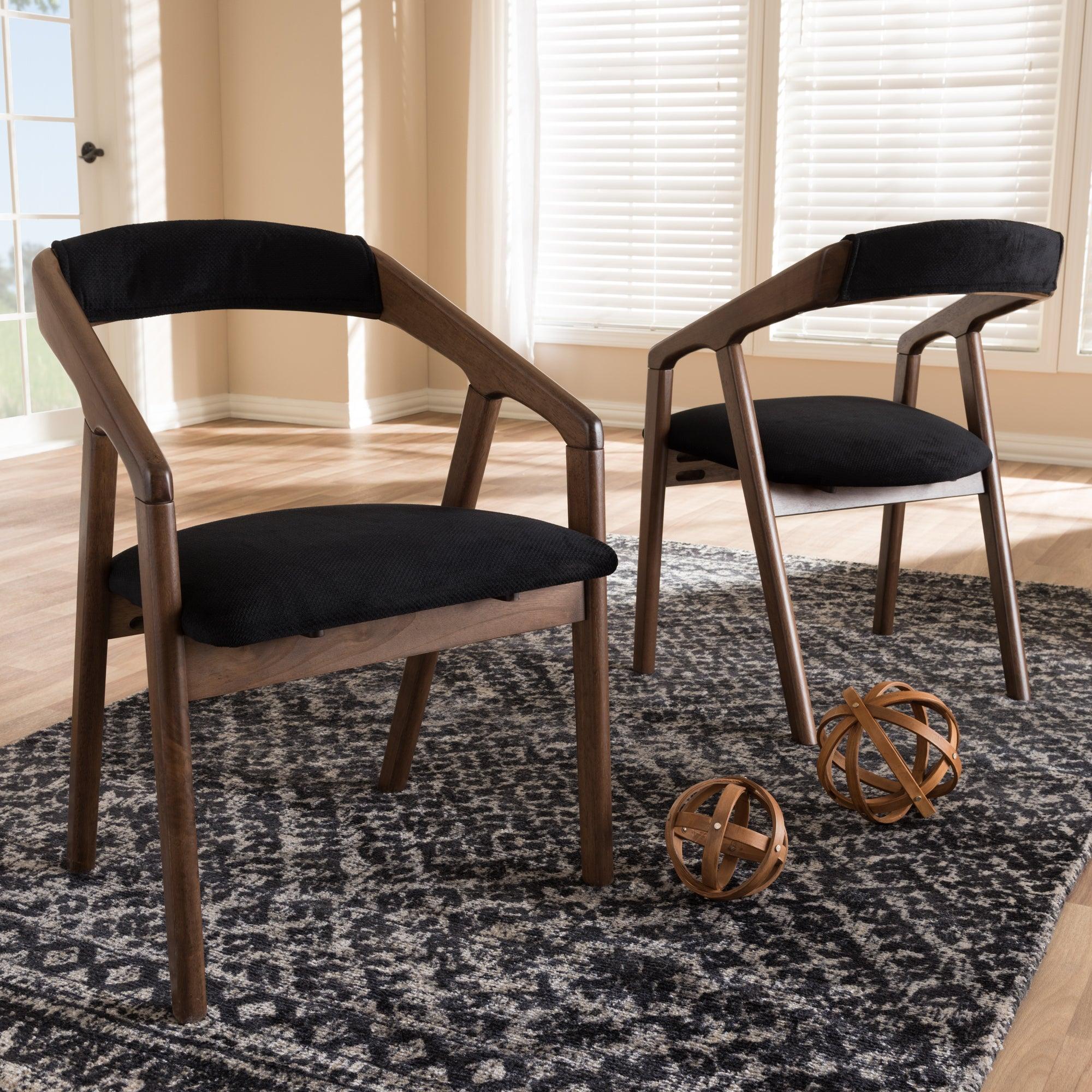 Wendy Mid-Century Modern Velvet and Medium Wood Finishing Dining Chair (Set of 2)