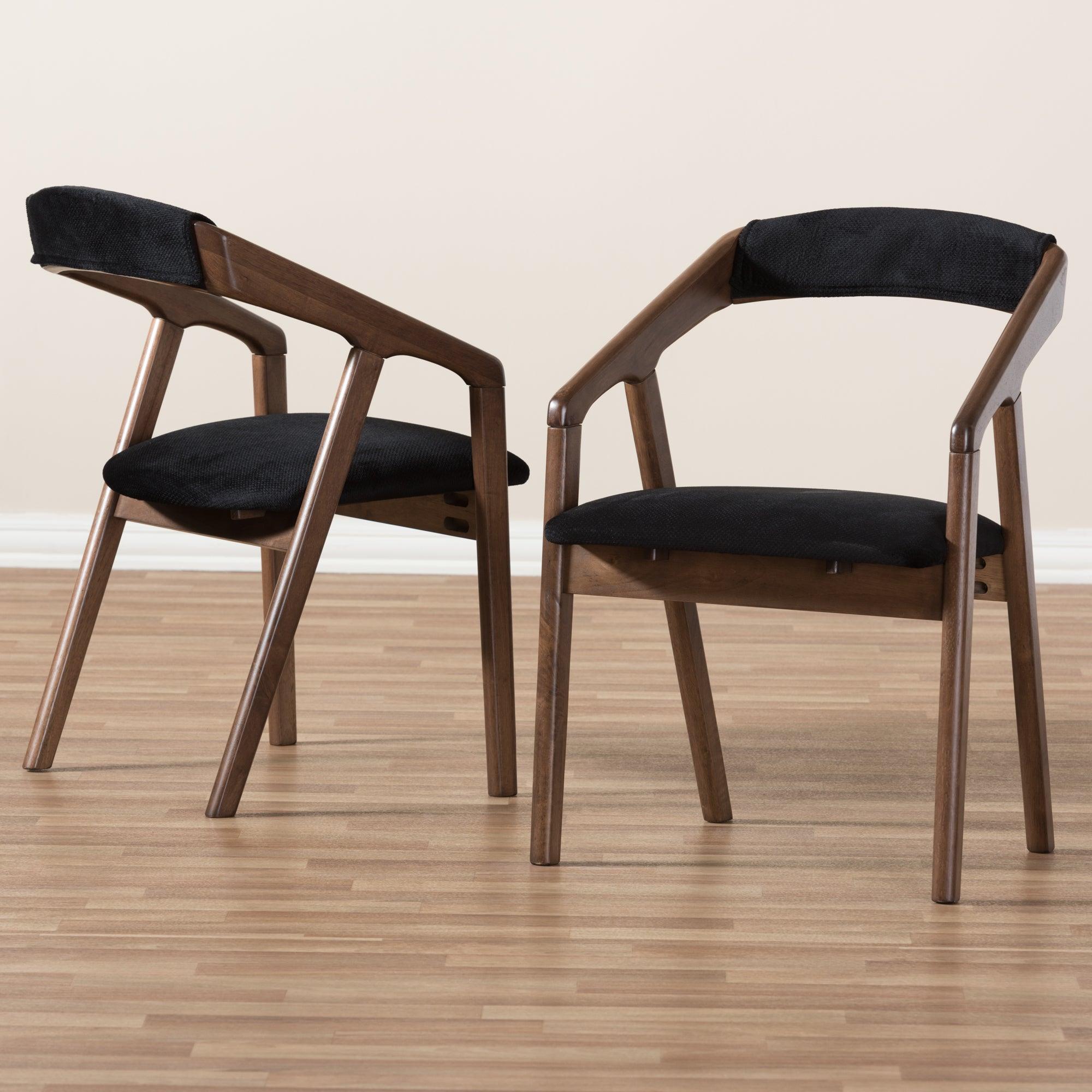 Wendy Mid-Century Modern Velvet and Medium Wood Finishing Dining Chair (Set of 2)