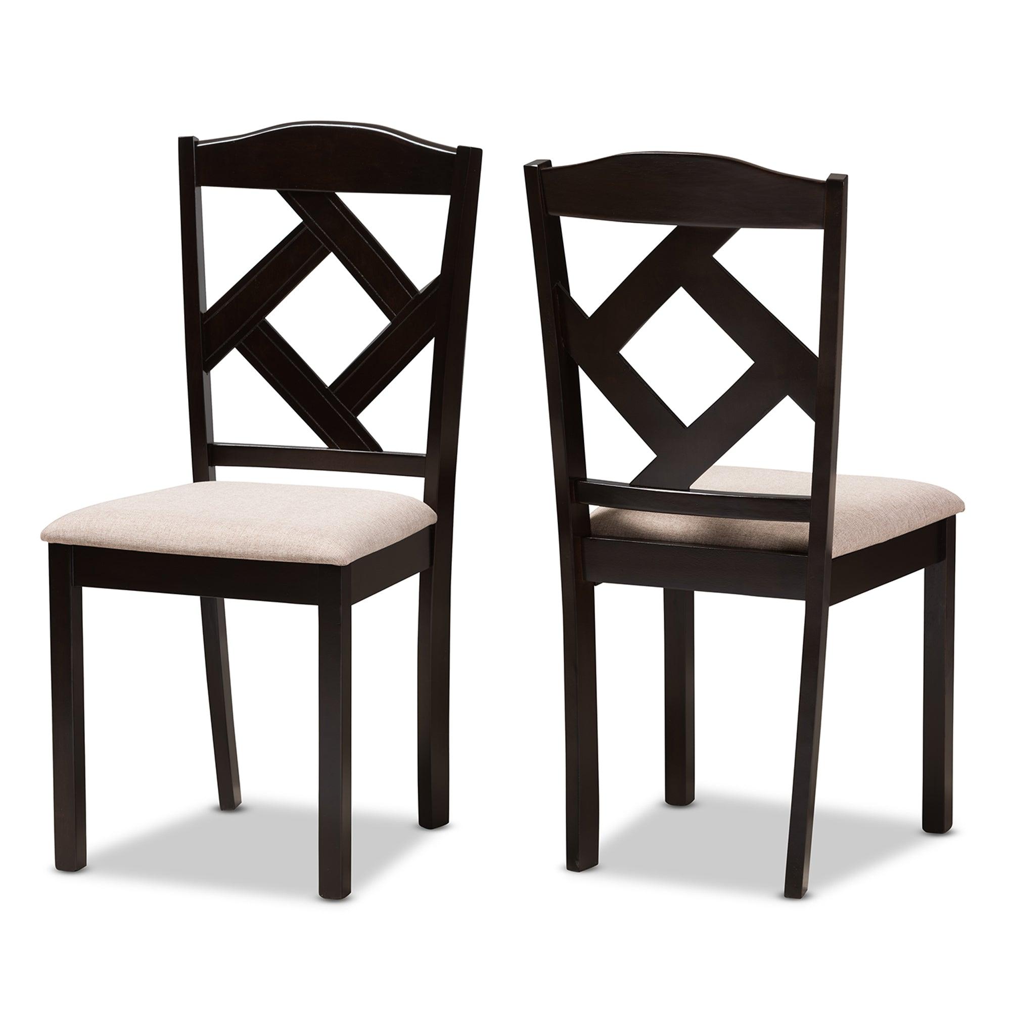 Ruth Modern and Contemporary Fabric Upholstered and Finished Dining Chair (Set of 2)