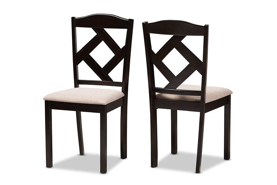 Ruth Modern and Contemporary Fabric Upholstered and Finished Dining Chair (Set of 2)