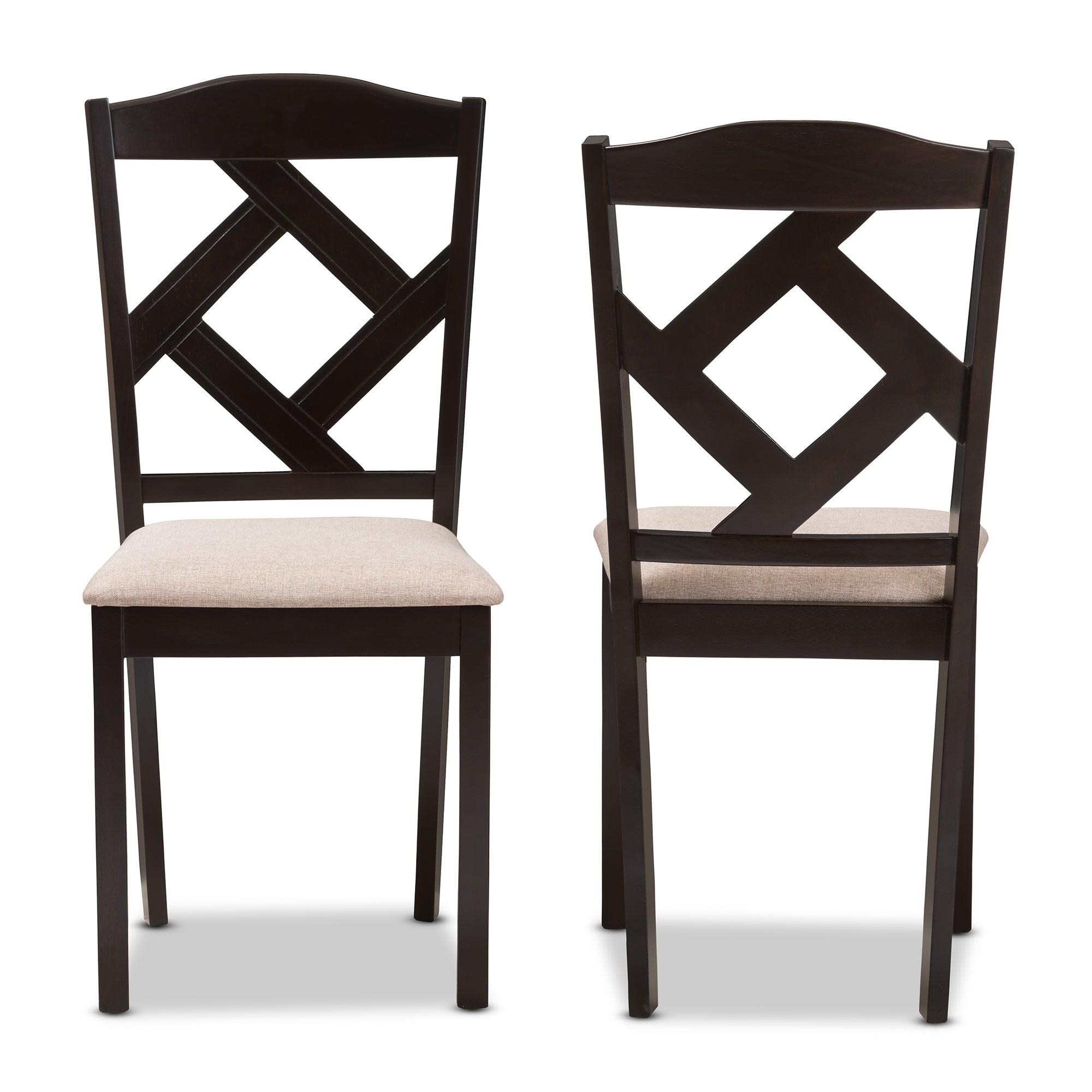 Ruth Modern and Contemporary Fabric Upholstered and Finished Dining Chair (Set of 2)