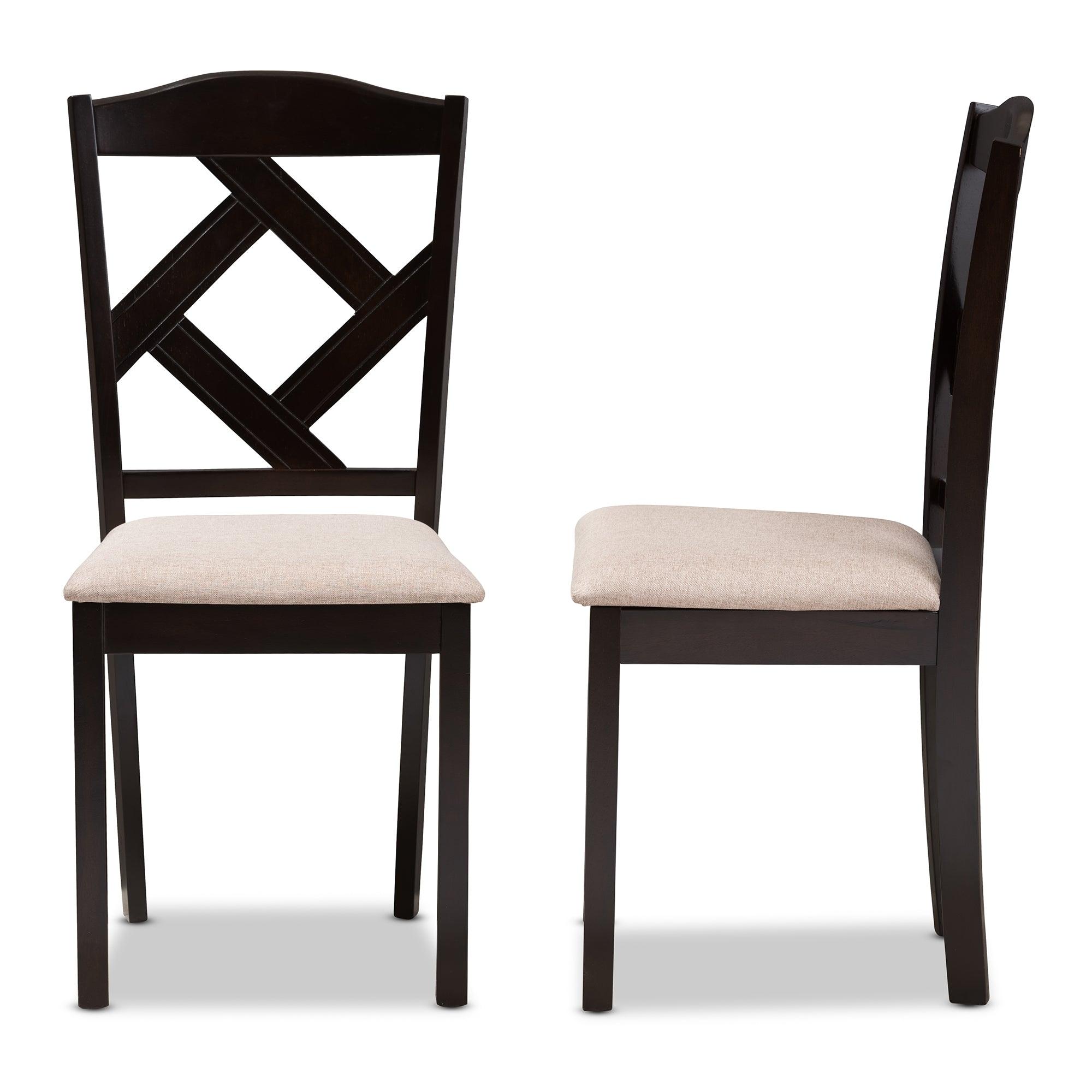 Ruth Modern and Contemporary Fabric Upholstered and Finished Dining Chair (Set of 2)