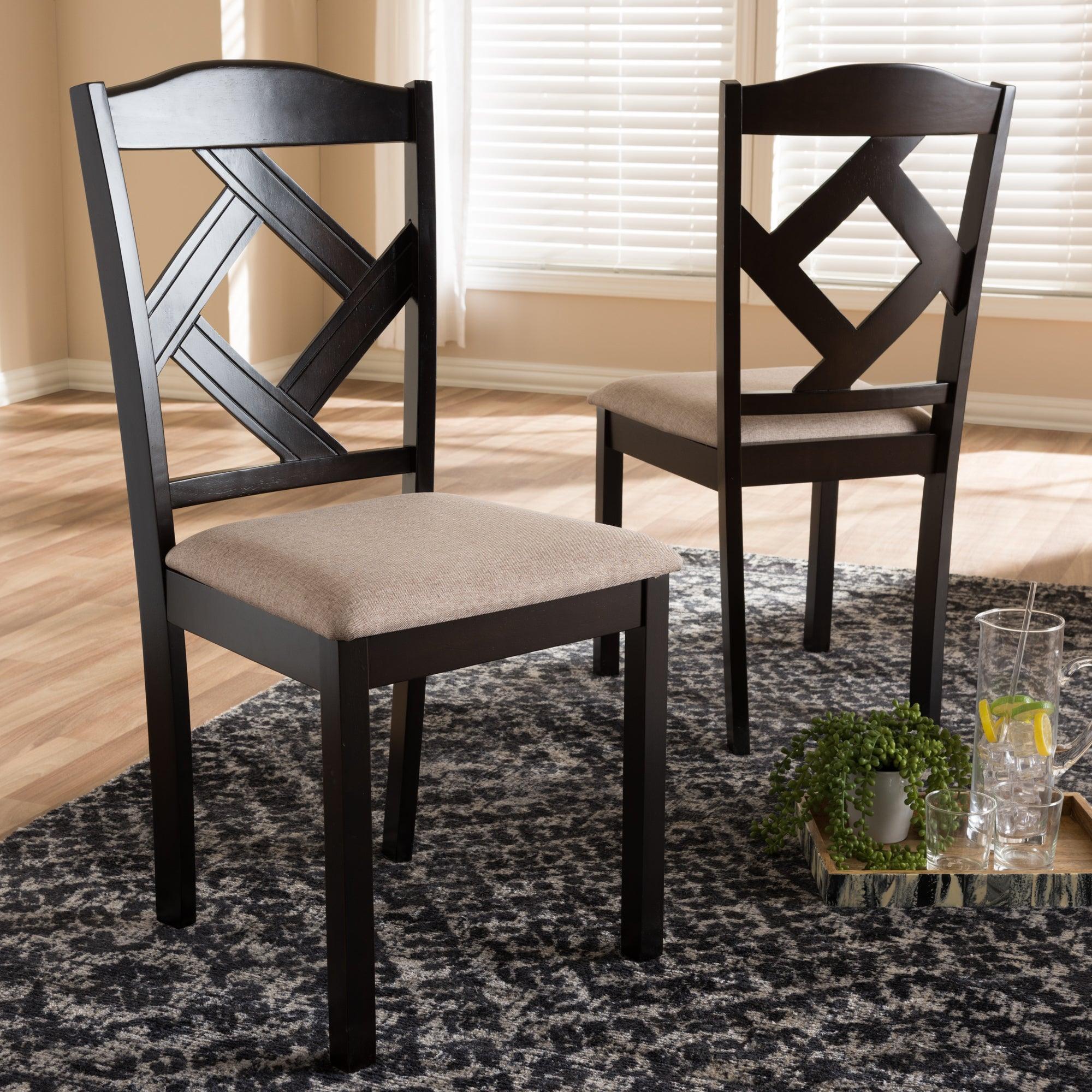 Ruth Modern and Contemporary Fabric Upholstered and Finished Dining Chair (Set of 2)