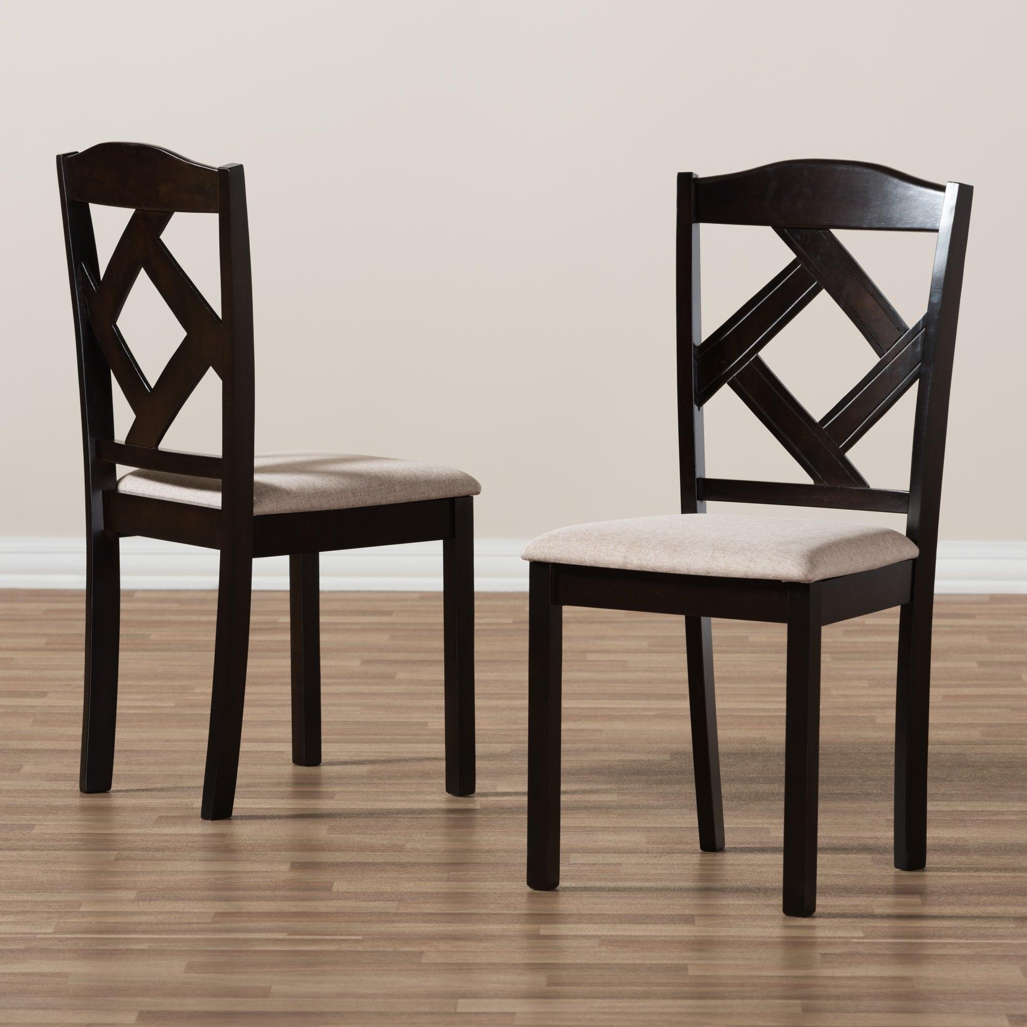 Ruth Modern and Contemporary Fabric Upholstered and Finished Dining Chair (Set of 2)