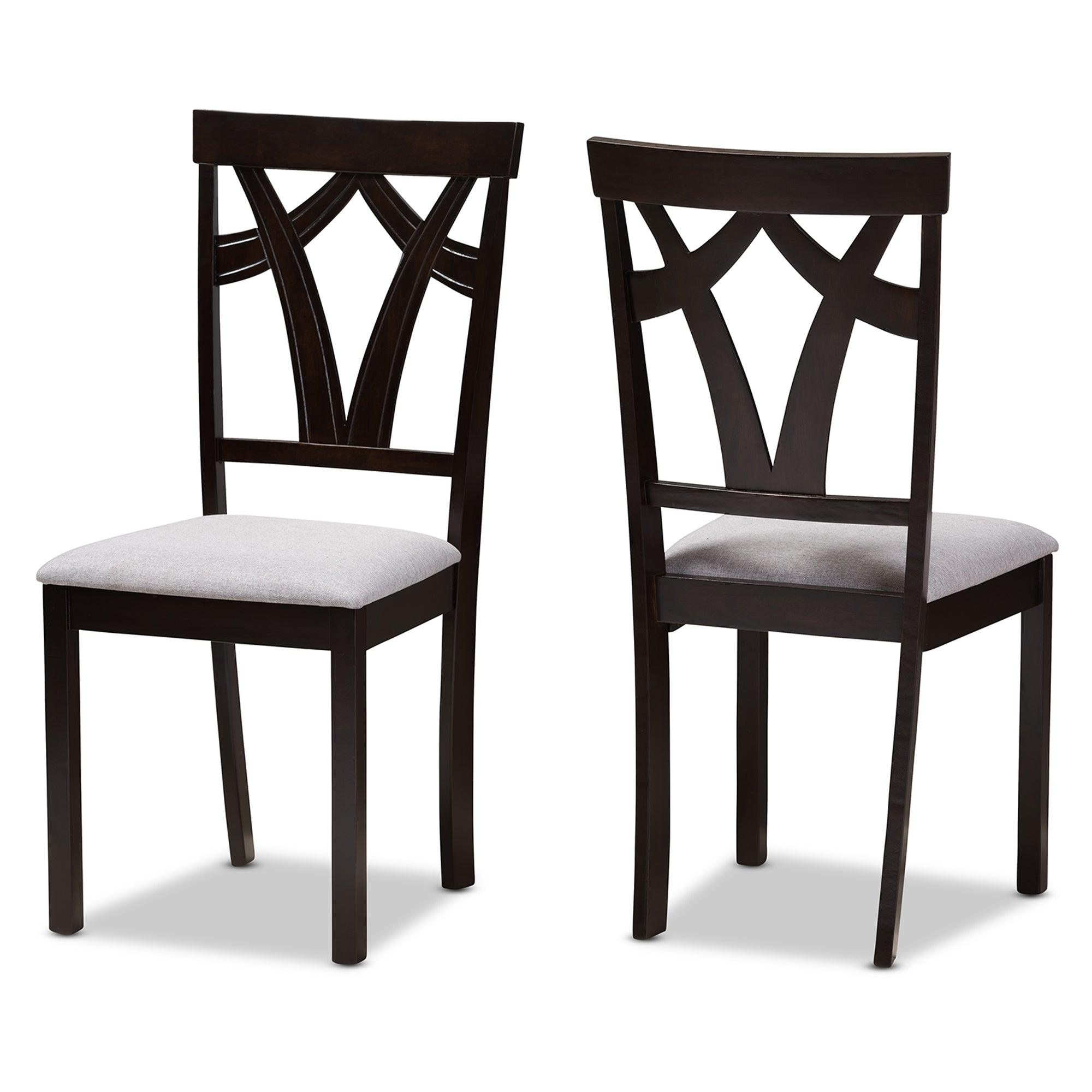 Sylvia Modern and Contemporary Fabric Upholstered and Finished Dining Chair (Set of 2)