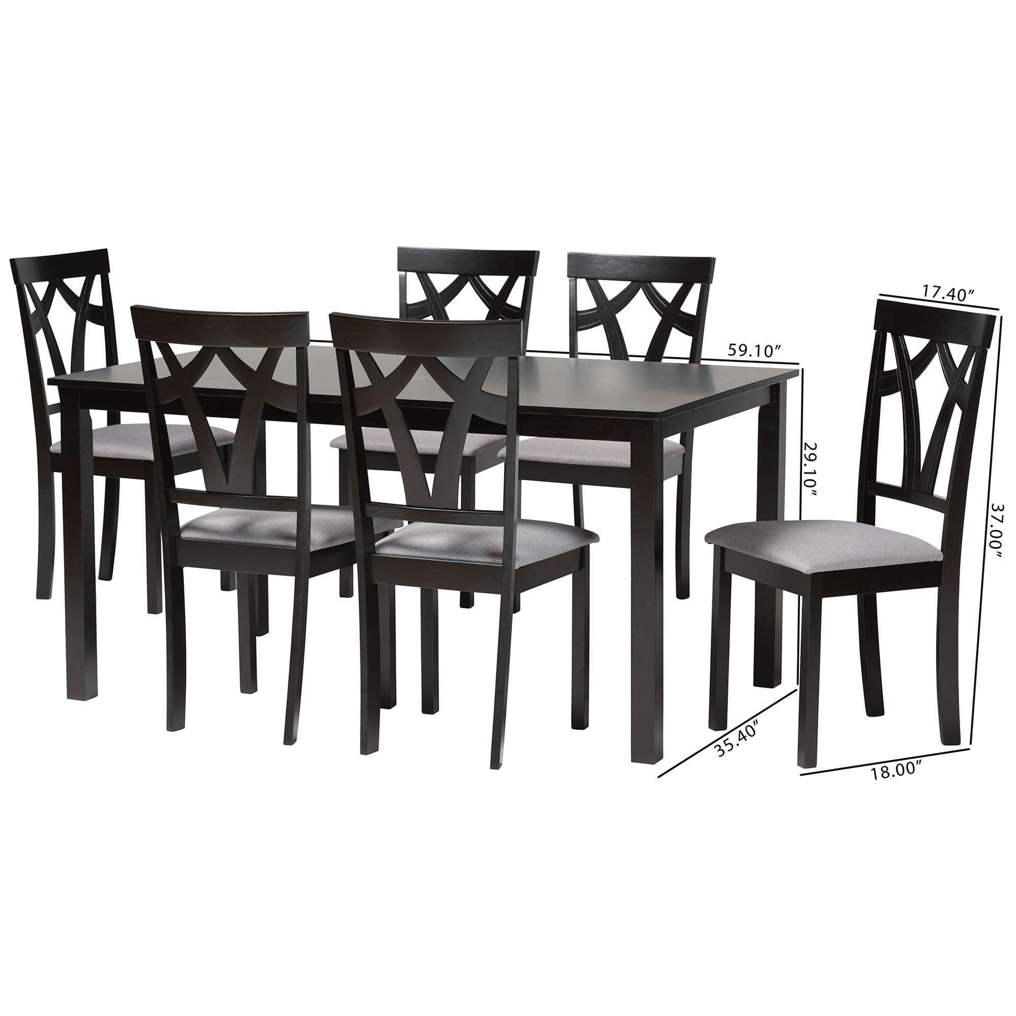 Sylvia Modern Fabric and Finished Wood 7-Piece Dining Set