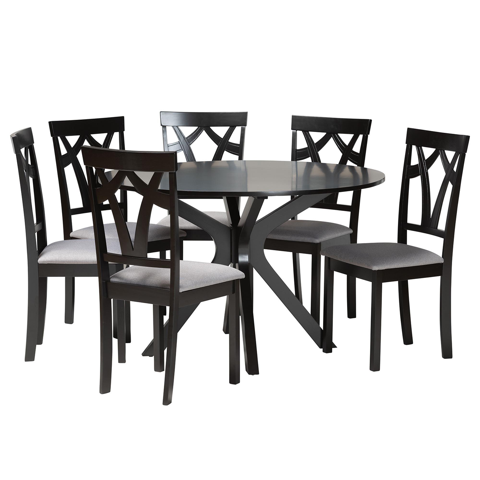 Luise Modern Fabric and Finished Wood 7-Piece Dining Set