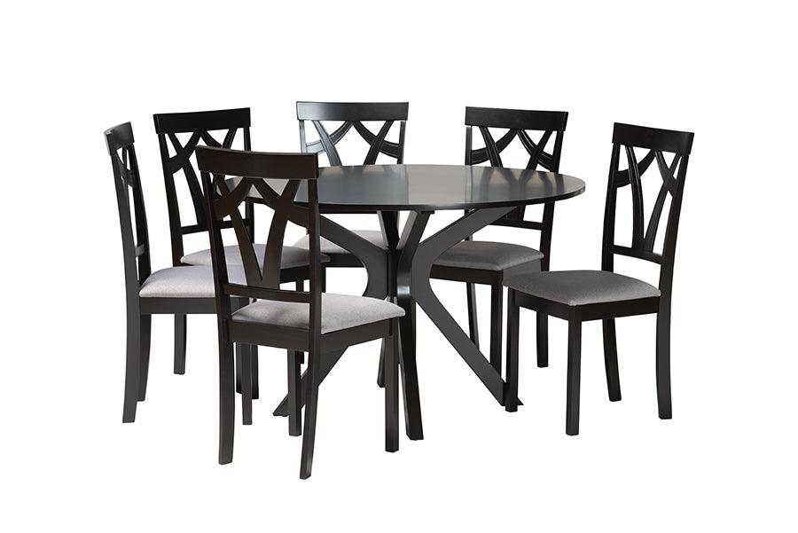 Luise Modern Fabric and Finished Wood 7-Piece Dining Set