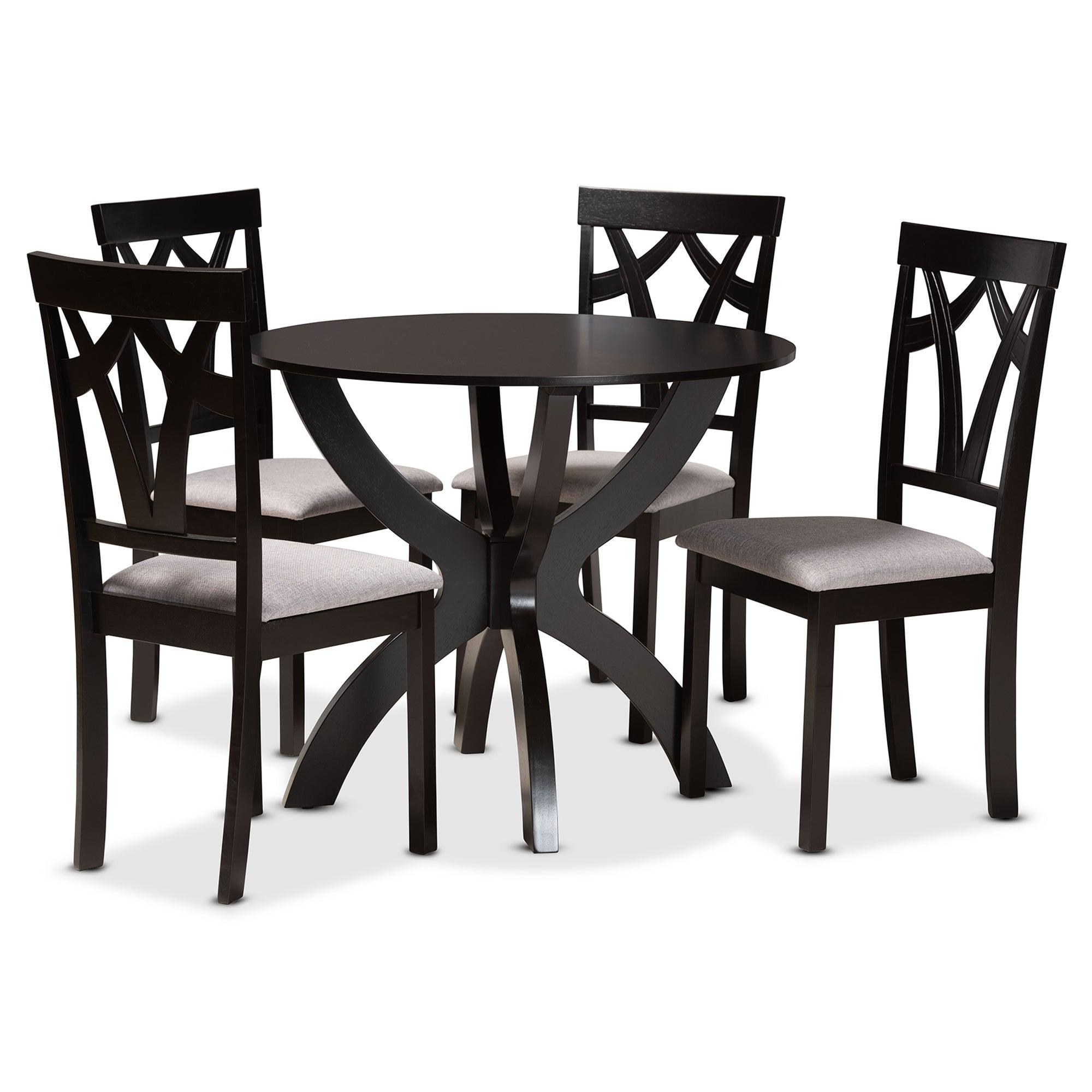 Rasa Modern and Contemporary Fabric Upholstered and Finished Wood 5-Piece Dining Set