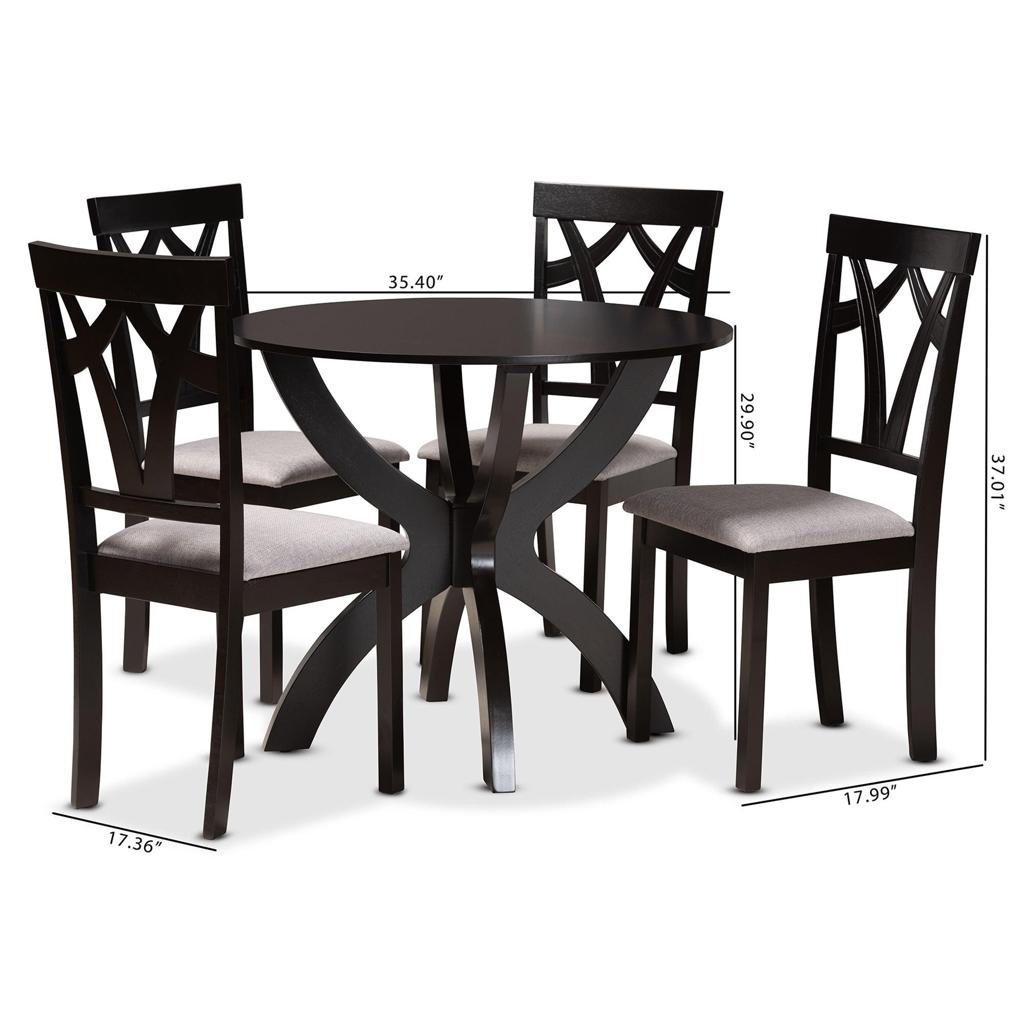 Rasa Modern and Contemporary Fabric Upholstered and Finished Wood 5-Piece Dining Set