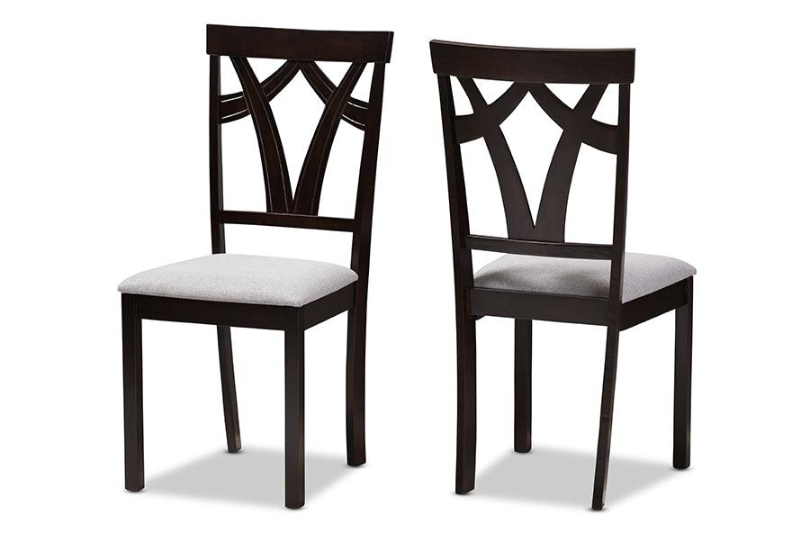 Sylvia Modern and Contemporary Fabric Upholstered and Finished Dining Chair (Set of 2)