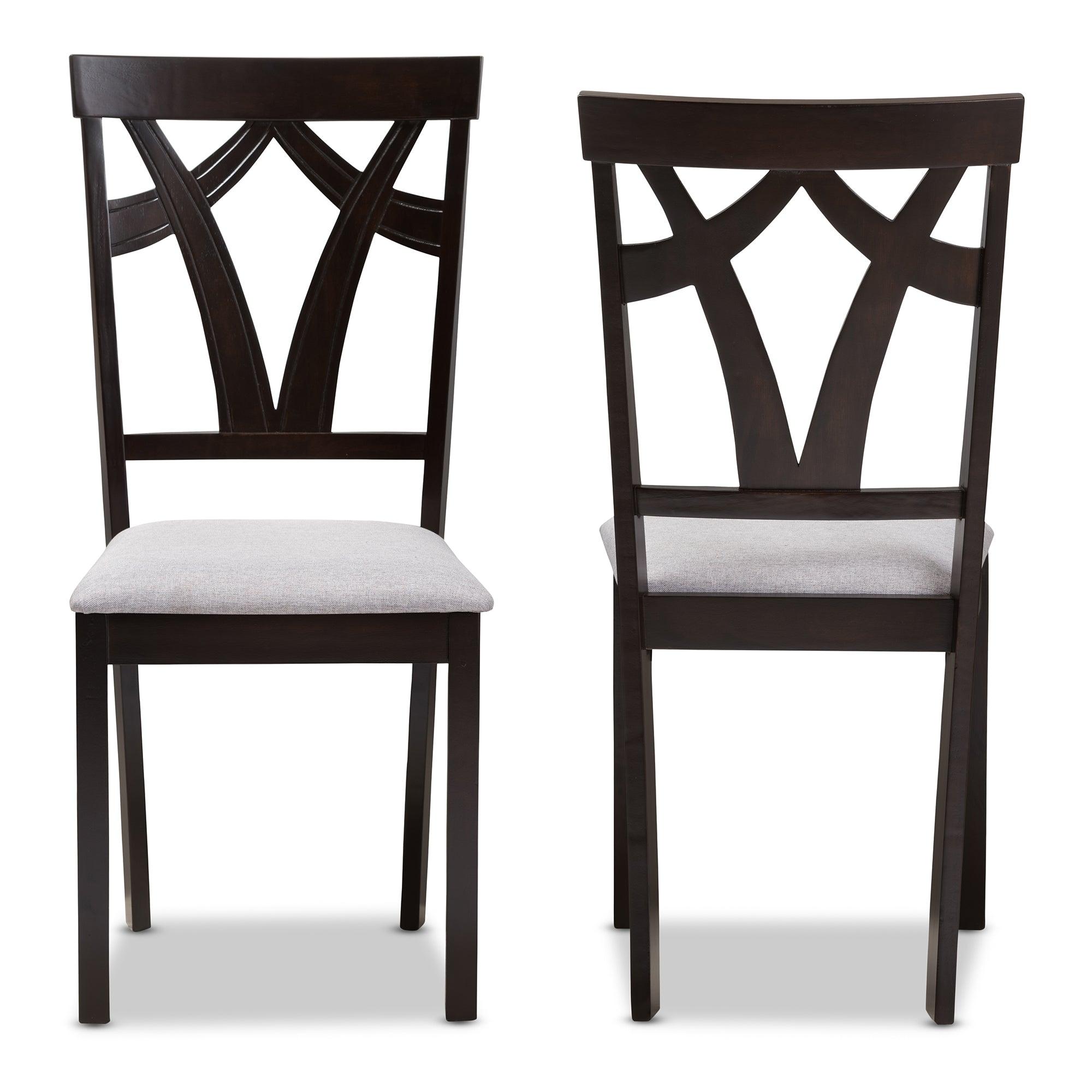 Sylvia Modern and Contemporary Fabric Upholstered and Finished Dining Chair (Set of 2)