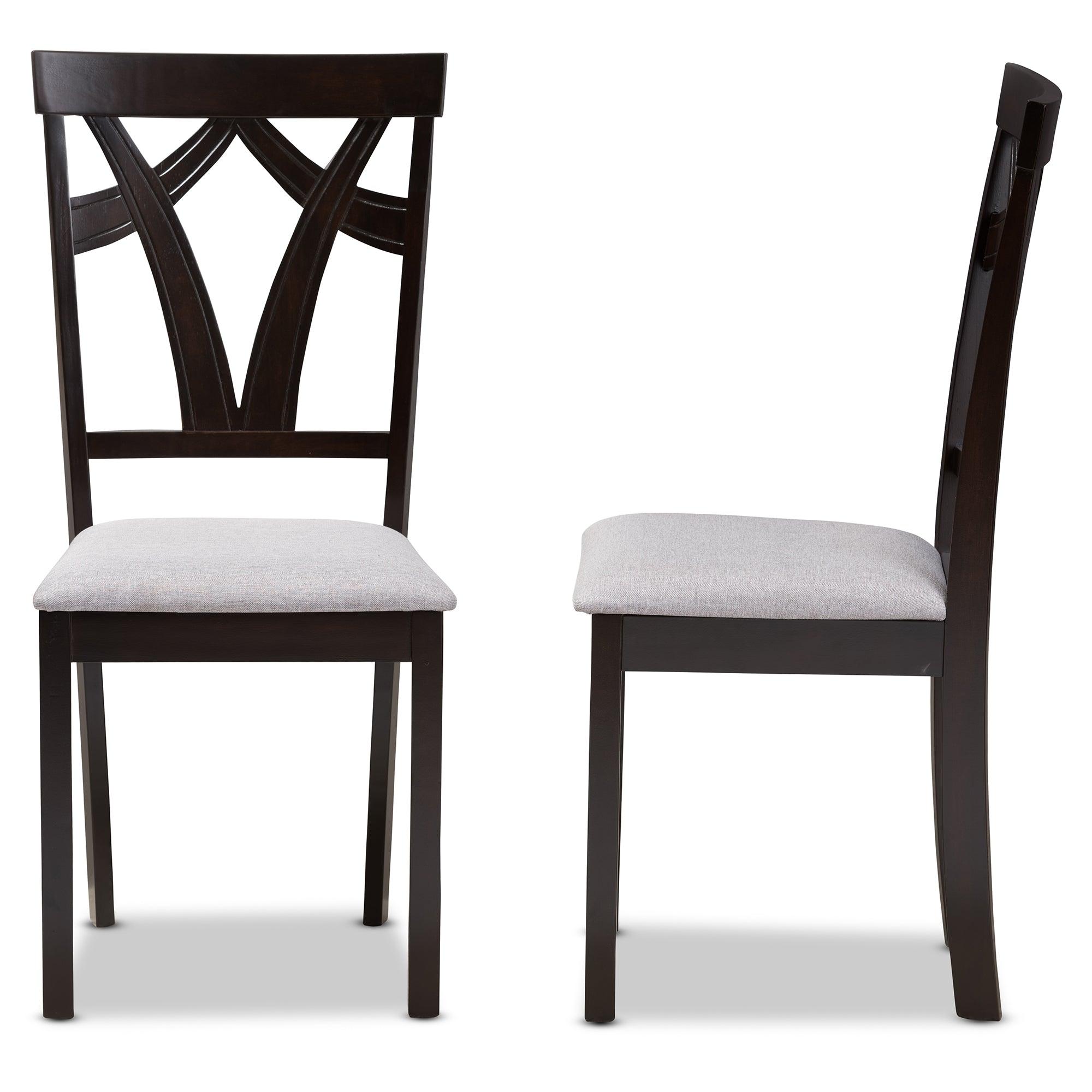 Sylvia Modern and Contemporary Fabric Upholstered and Finished Dining Chair (Set of 2)