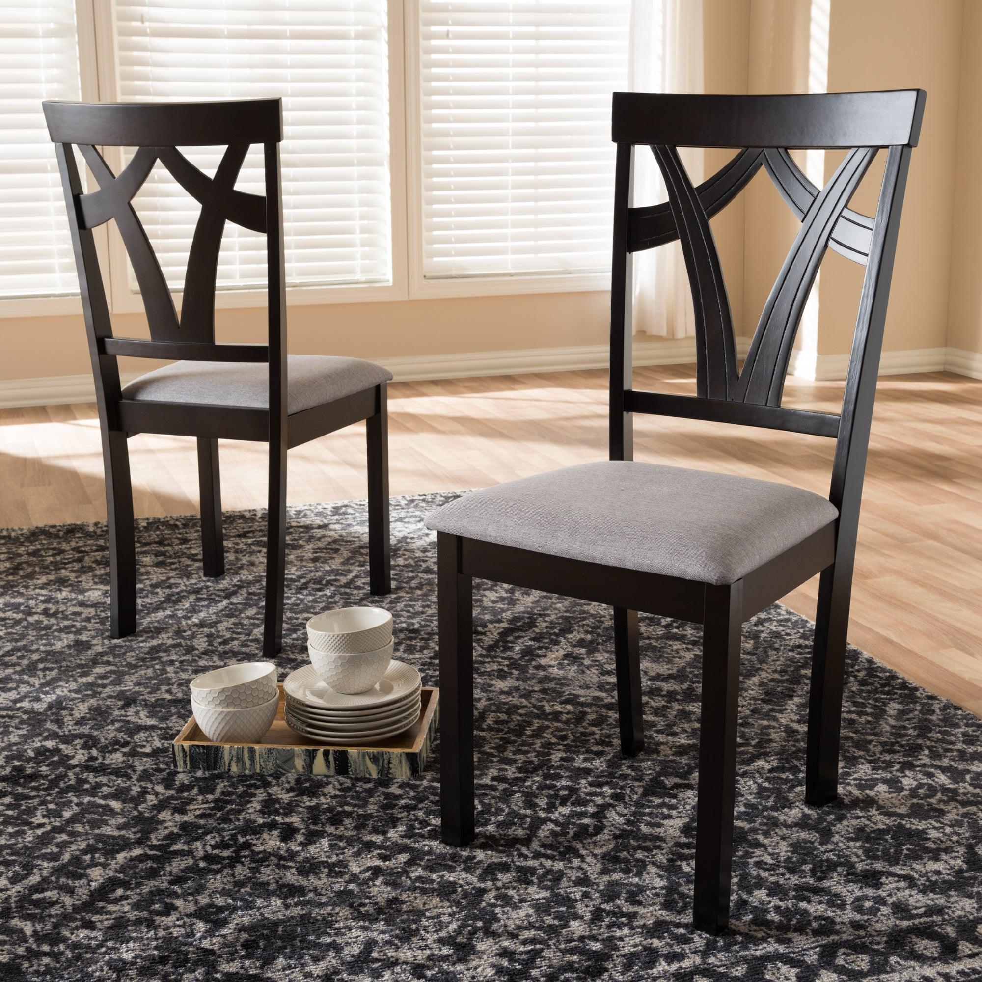 Sylvia Modern and Contemporary Fabric Upholstered and Finished Dining Chair (Set of 2)