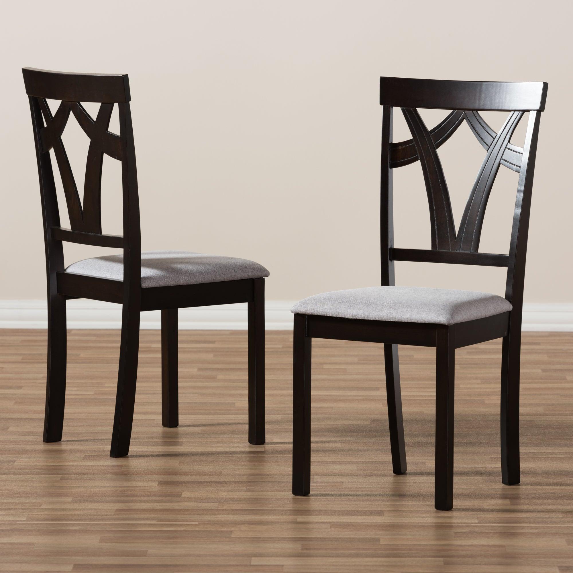 Sylvia Modern and Contemporary Fabric Upholstered and Finished Dining Chair (Set of 2)