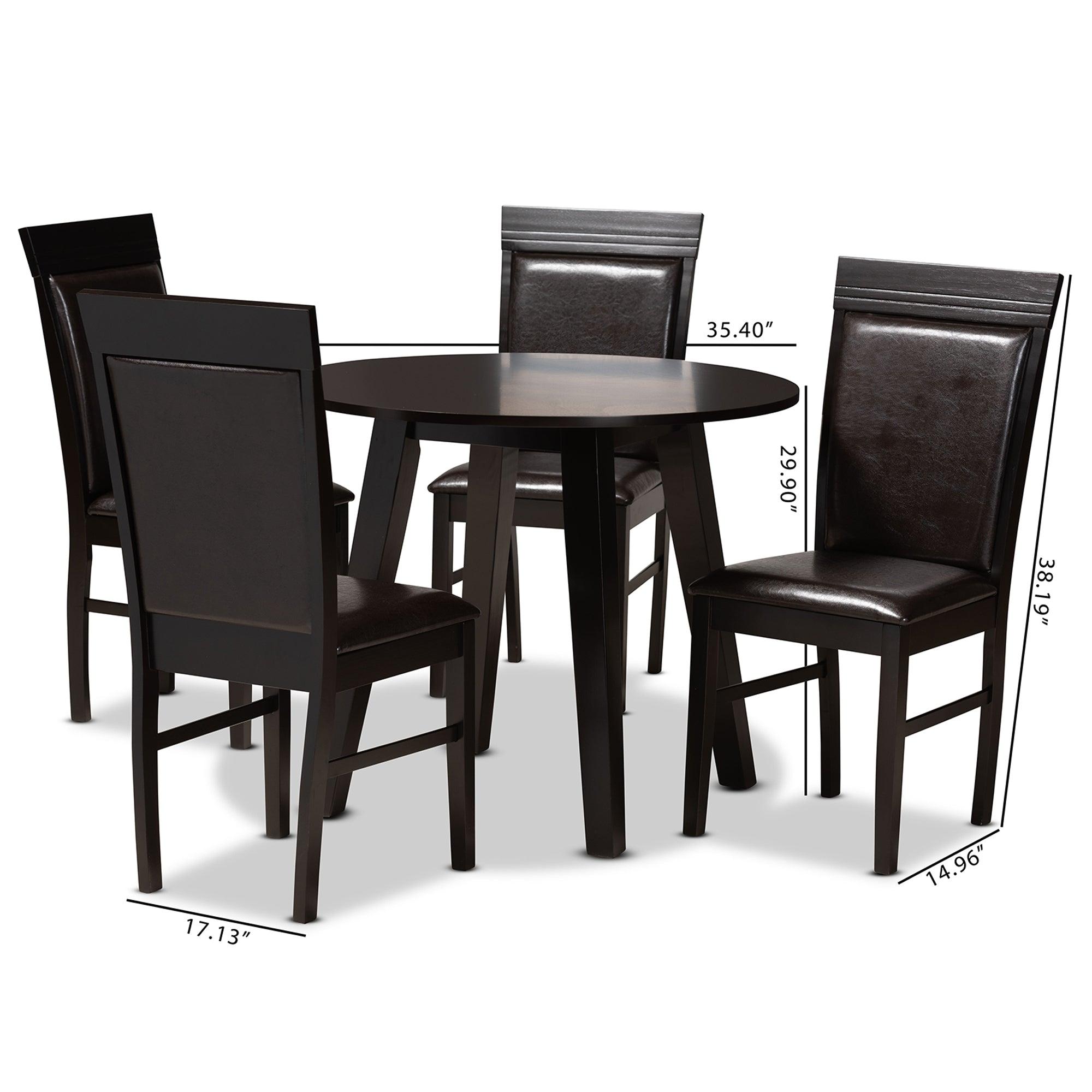 Miya Modern and Contemporary Faux Leather Upholstered and Finished Wood 5-Piece Dining Set