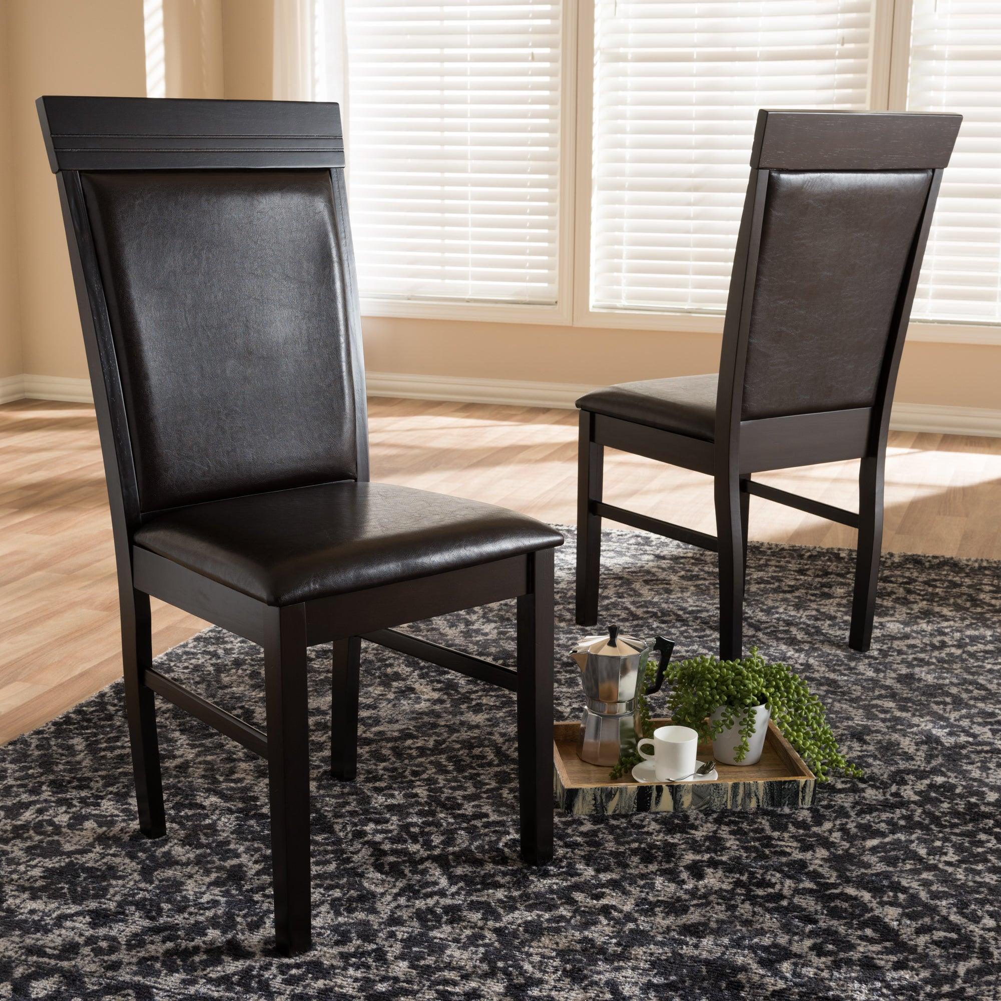 Thea Modern and Contemporary Faux Leather Upholstered Dining Chair (Set of 2)