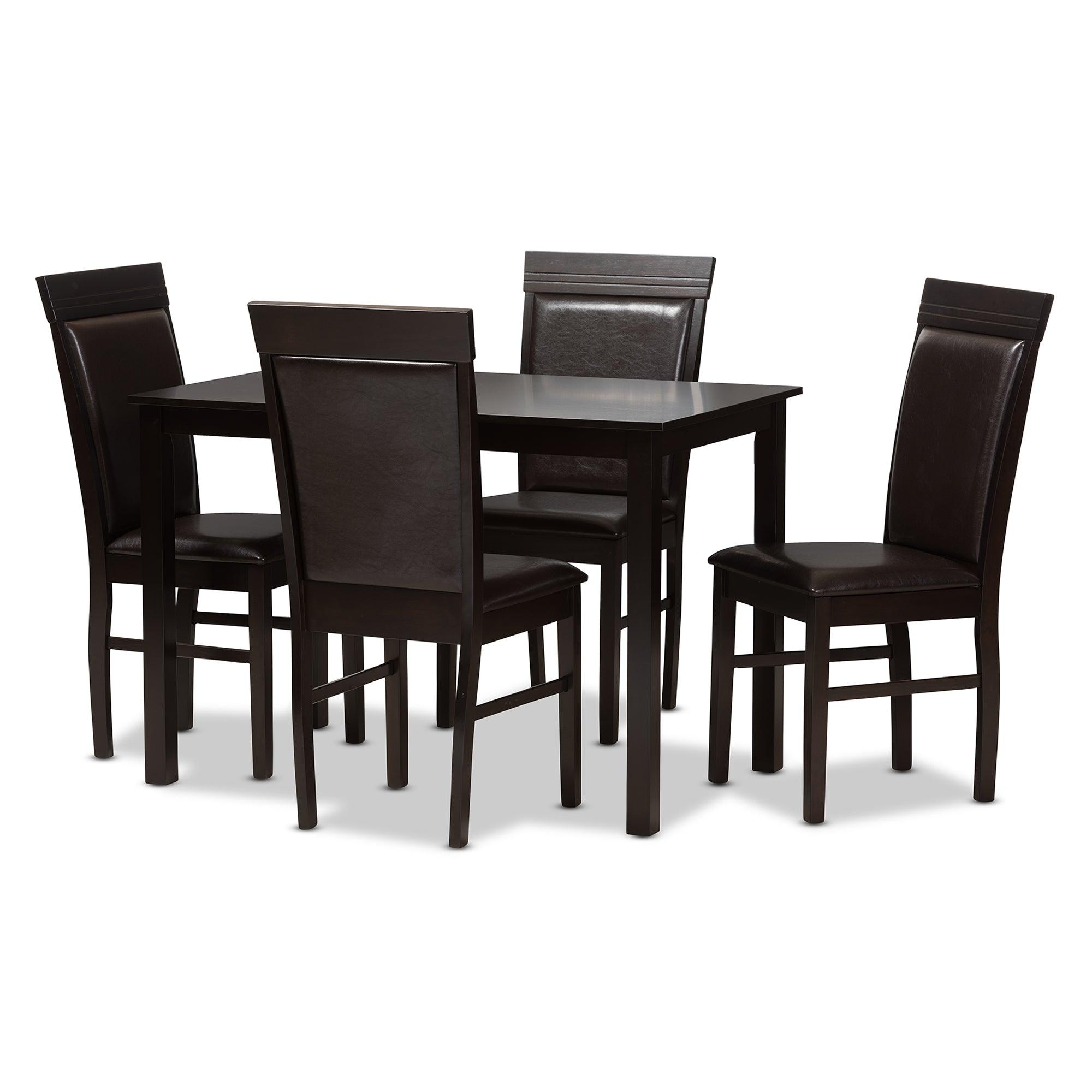 Thea Modern and Contemporary Faux Leather Upholstered 5-Piece Dining Set