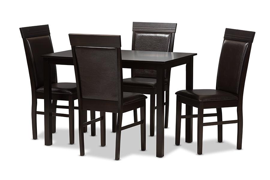 Thea Modern and Contemporary Faux Leather Upholstered 5-Piece Dining Set